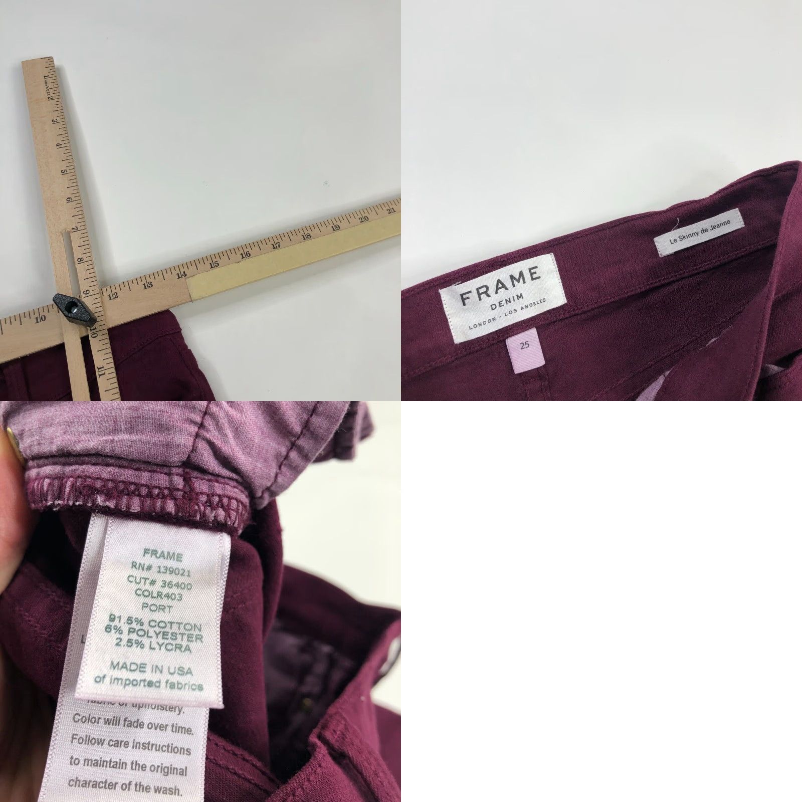 Frame FRAME Jeans FRAME Le Skinny De Jeanne 25 Tag Jeans Wine Regular Womens 25 Wine Denim 5-Pocket Quick Shipping” Size 42" / US 20 - 8 Thumbnail