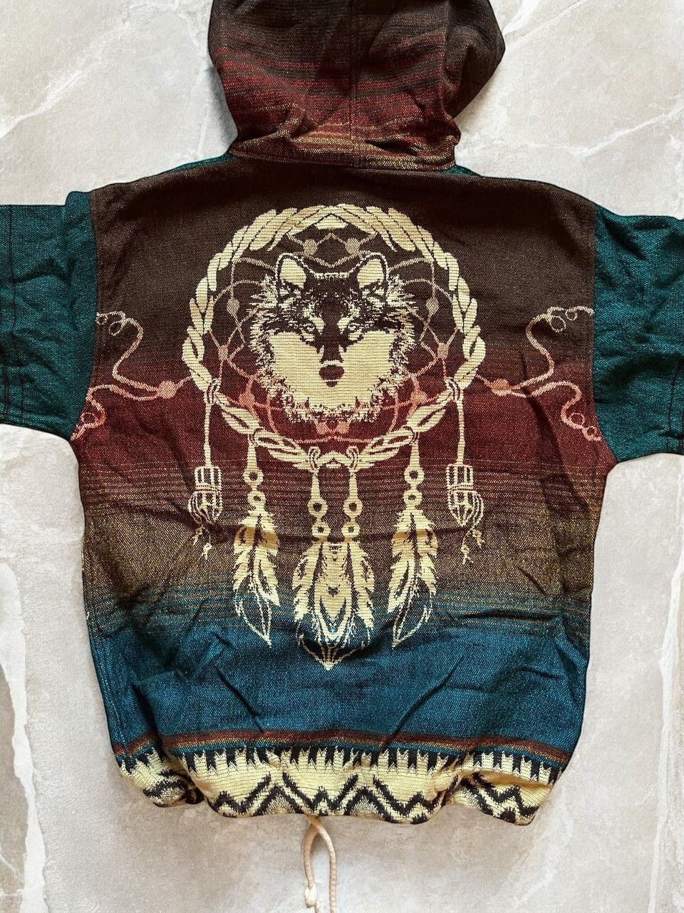 Vintage VINTAGE WOOL ZIP Hoodie WOLVES Indians Y2K Natural Graphic Size US M / EU 48-50 / 2 - 2 Thumbnail