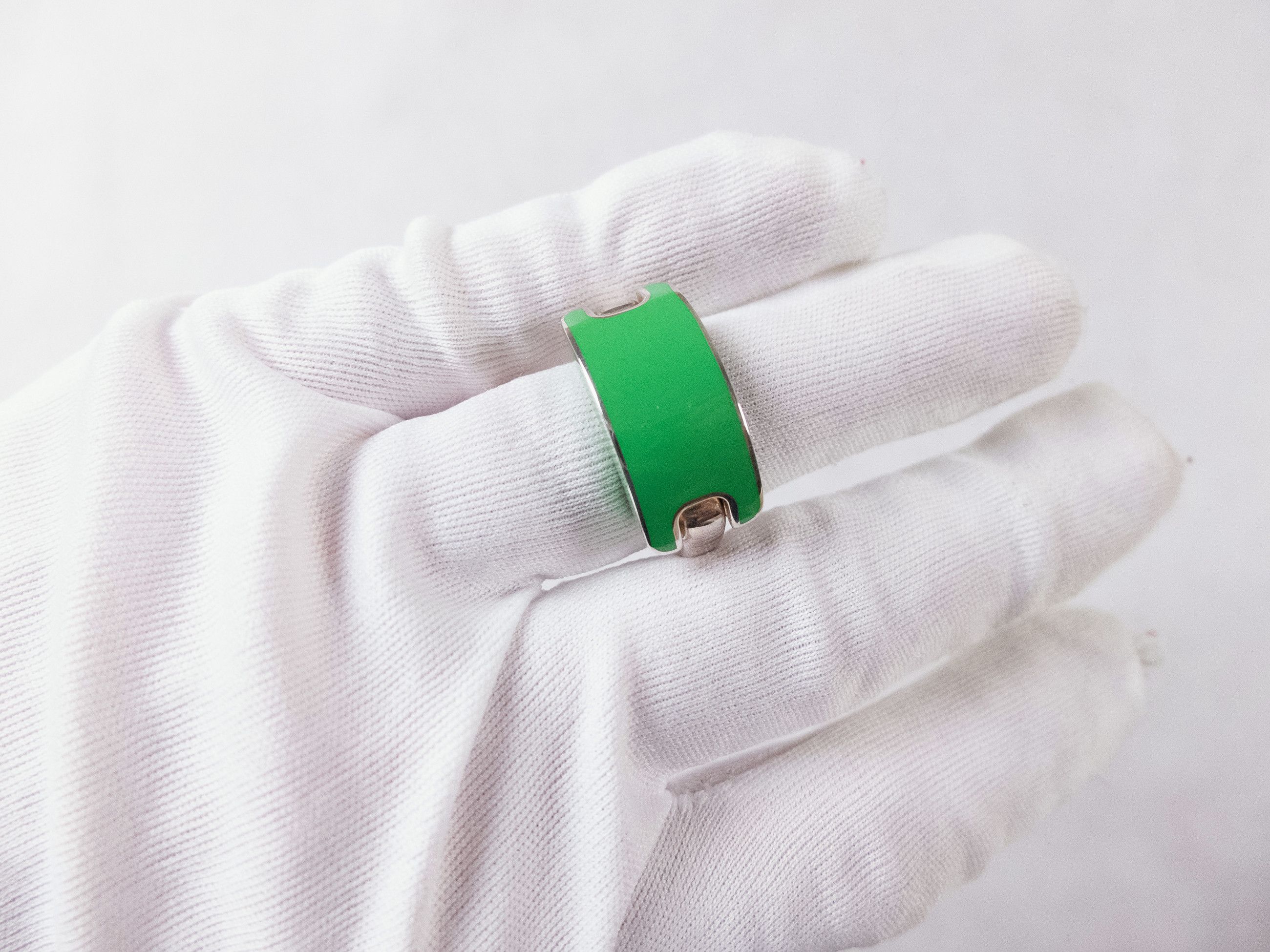 Bottega Veneta BOTTEGA VENETA ID green Sterling silver chunky ring 9 19 q Size ONE SIZE - 2 Thumbnail