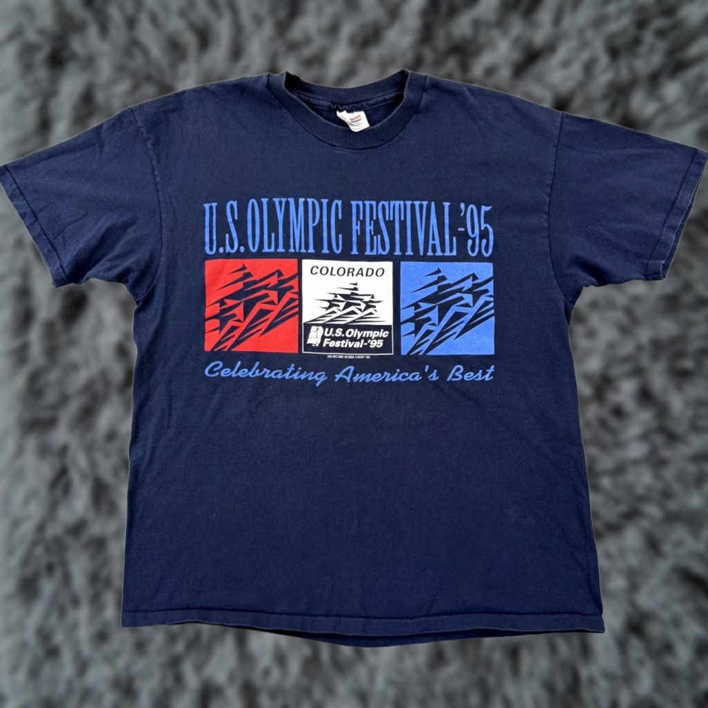 Hanes VINTAGE Hanes Shirt Mens XL Blue 90s USA Logo Graphic Print Short Sleeve Size US XL / EU 56 / 4 - 1 Thumbnail