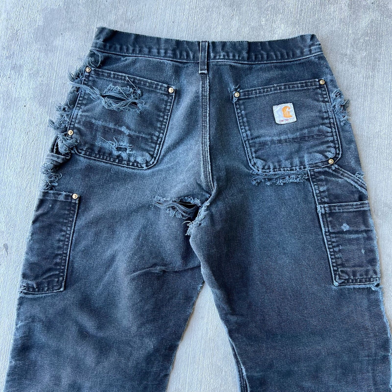 Carhartt × Vintage Carhartt black faded double knee work wear carpenter pants Size US 29 - 4 Thumbnail