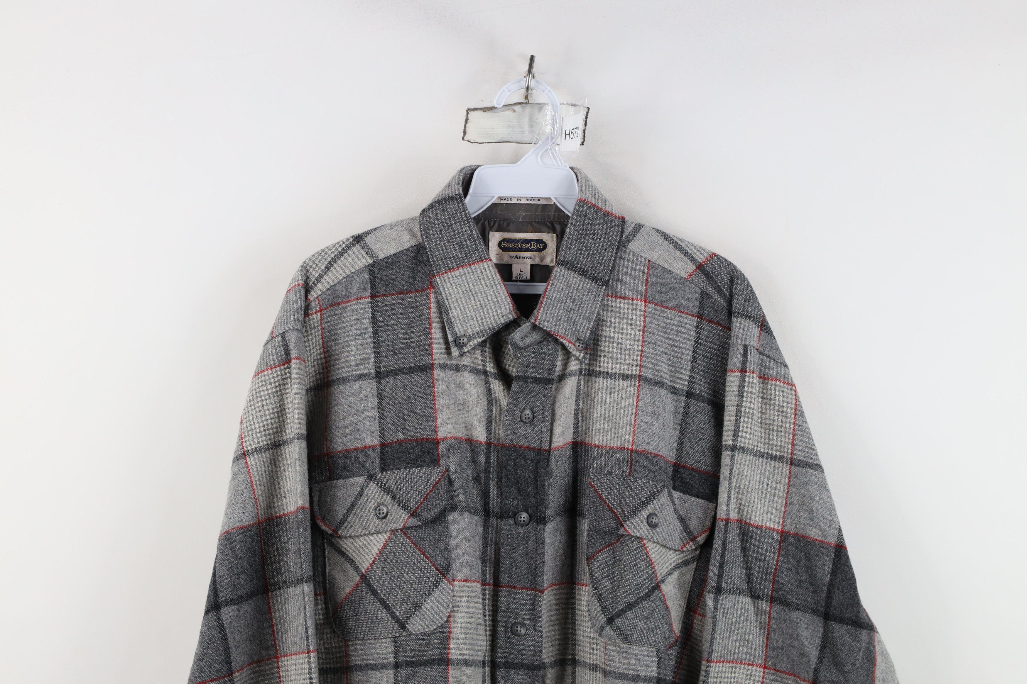 Vintage Vintage 70s 80s Streetwear Knit Collared Button Shirt Plaid Size US L / EU 52-54 / 3 - 2 Thumbnail