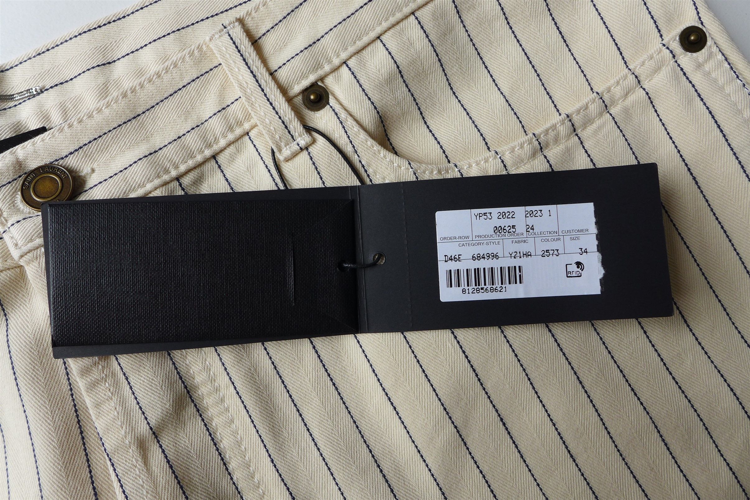 Saint Laurent Paris Saint Laurent D31 Jeans - Ecru Striped Denim Size US 34 / EU 50 - 19 Thumbnail