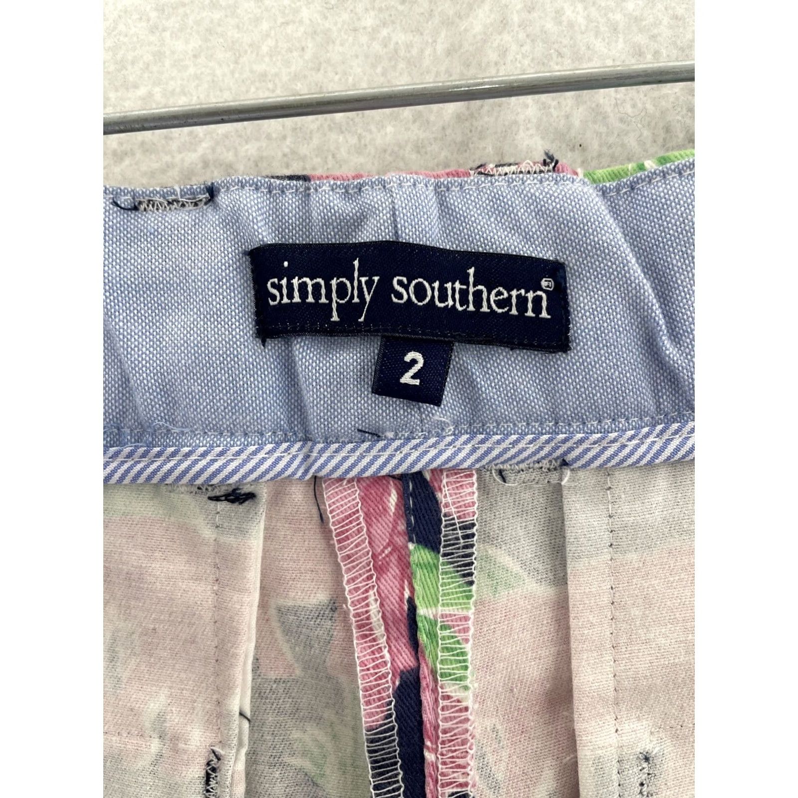 Vintage Simply Southern Shorts Womens 2 Blue Elephants Slash Pockets Size 26" / US 2 / IT 38 - 2 Thumbnail