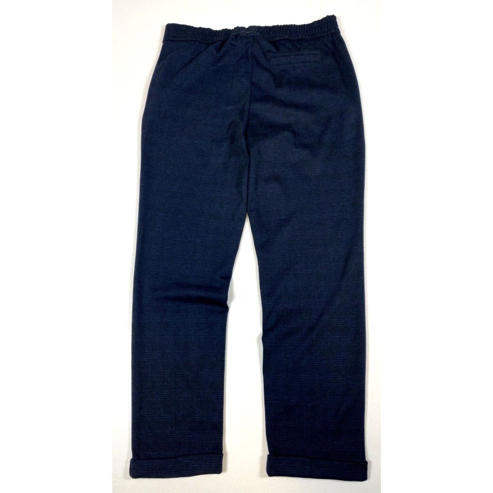 Vintage Jake*s Women’s Check Pants NWT Navy 40 Regular Elastic Pleated Straight Waist Pockets Stretch Modern Business Casual Travel Mens Womens Girls Boys Size 27" / US 4 / IT 40 - 3 Thumbnail