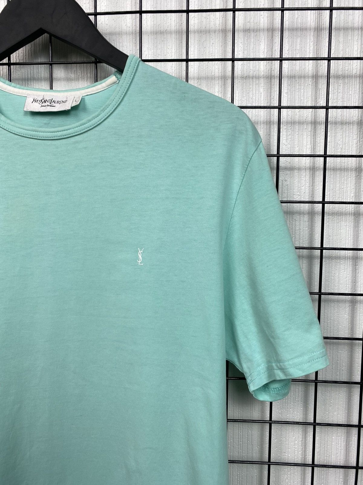 Yves Saint Laurent Vintage 90s Yves Saint Laurent YSL T Shirt rare turquoise Size US L / EU 52-54 / 3 - 3 Thumbnail