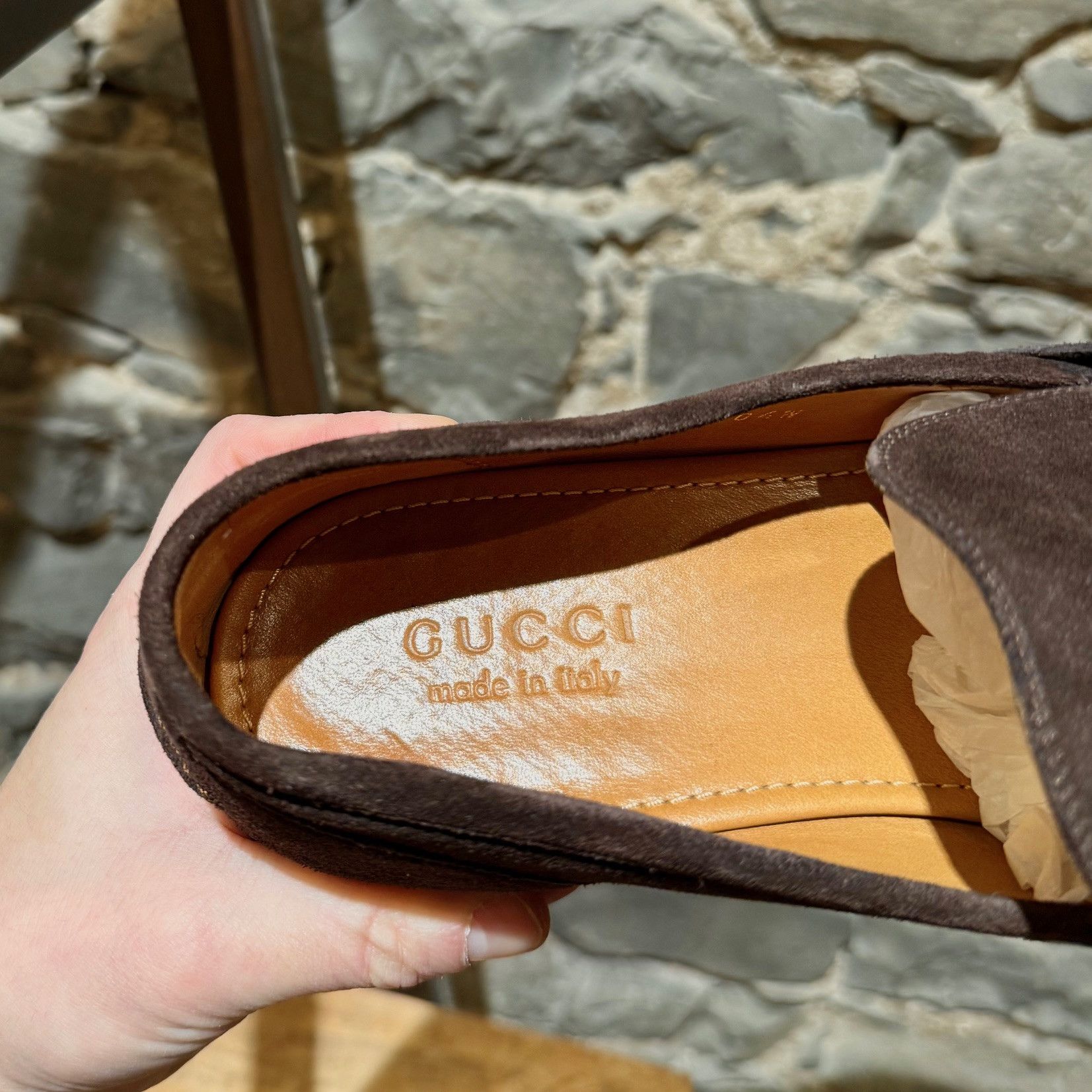 Gucci Gucci Brown Suede Horsebit Accent Jordaan Loafers Size US 11.5 / EU 44-45 - 10 Thumbnail