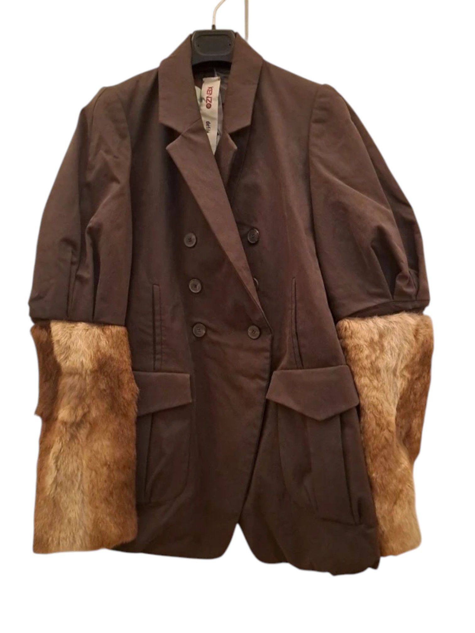Kenzo Kenzo Défilé Brown Structured Blazer Fur Cuffs Silk Lining Size S / US 4 / IT 40 - 2 Thumbnail