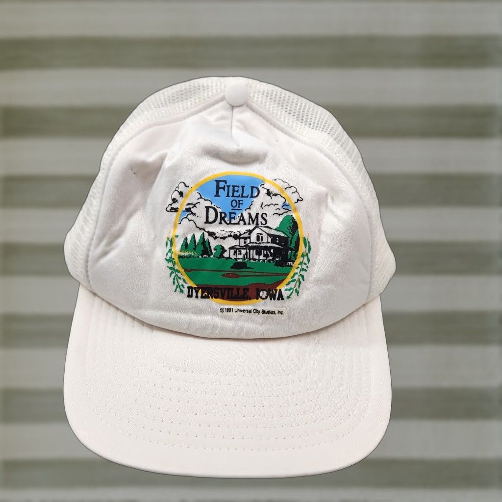 VINTAGE Universal City Studios Hat Cap White Snapback Field Of Dreams Iowa 90s Mens One Size Adjustable Solid Pattern Green?
