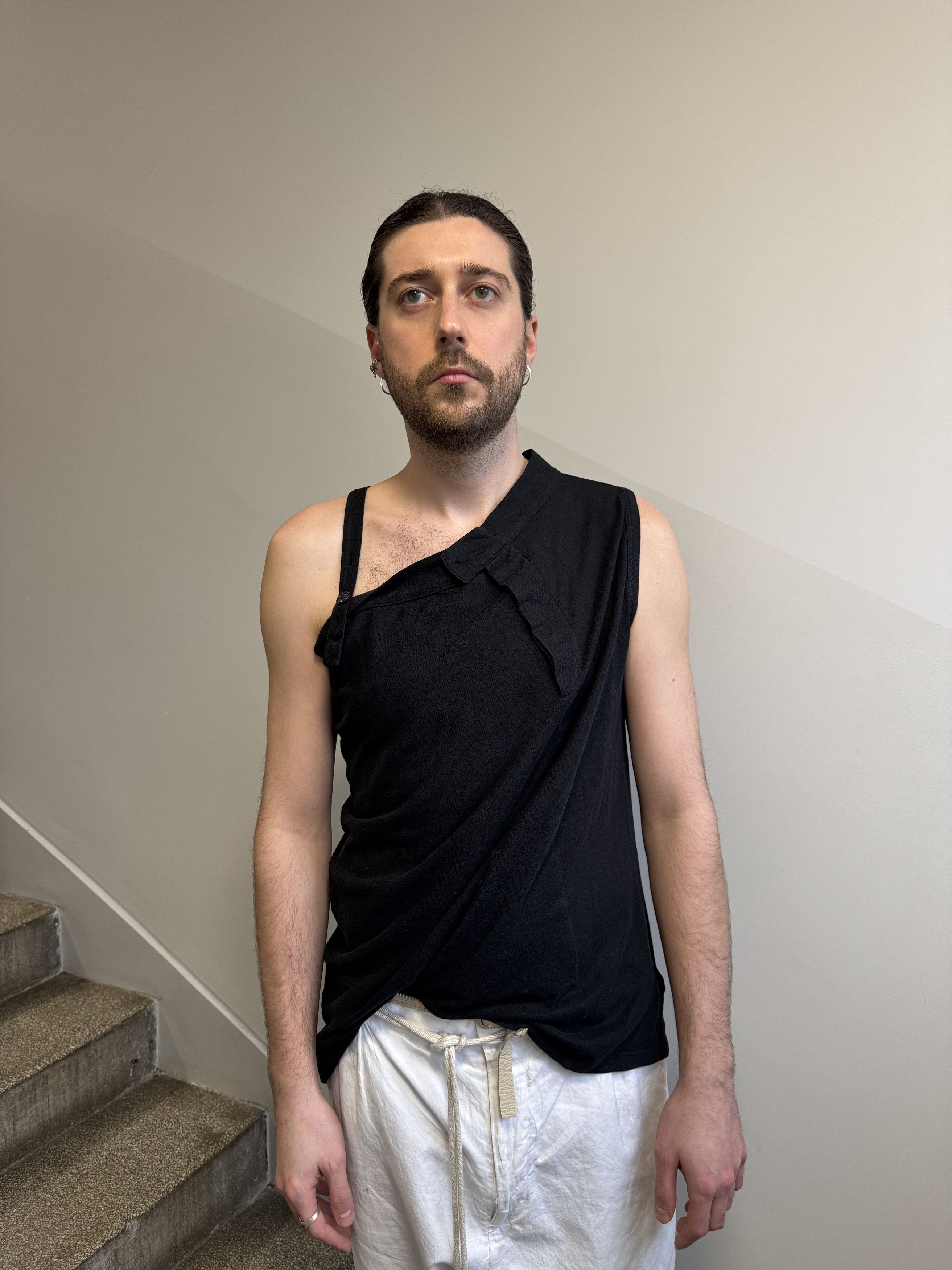 ann demeulemeester drape mesh tank top Ann Demeulemeester black