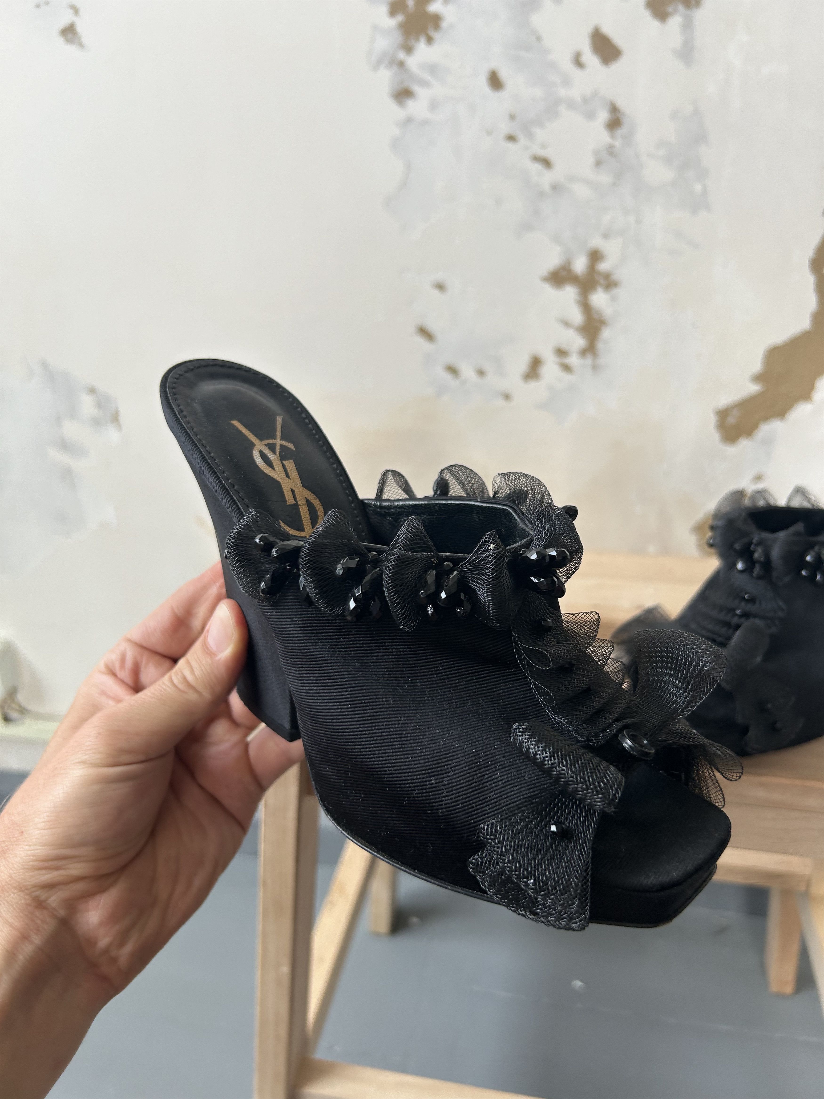 Designer × Yves Saint Laurent YSL Yves Saint Laurent Heels sandals Size US 8 / IT 38 - 3 Thumbnail