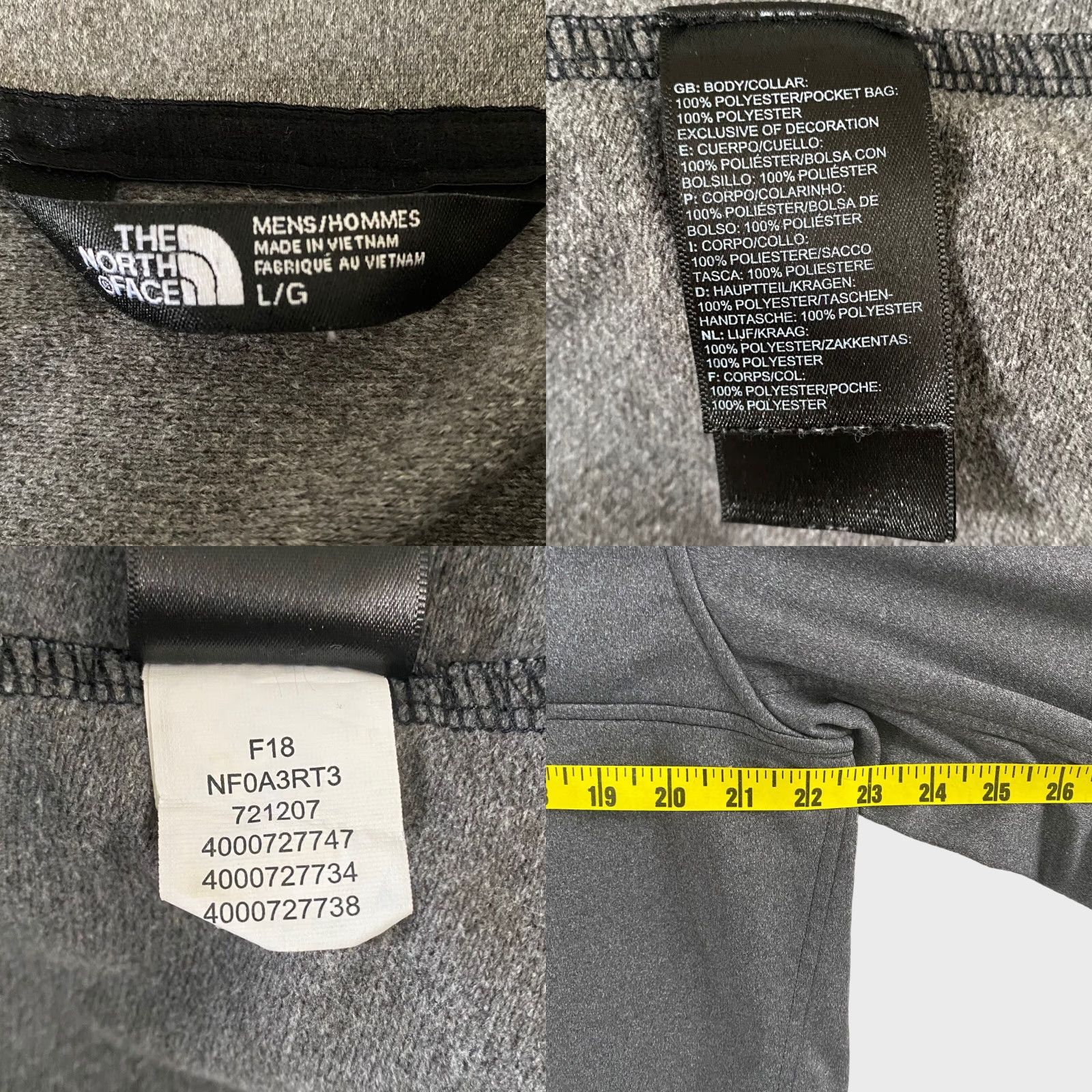 The North Face The North Face Pullover Jacket Mens Large Gray Long Sleeve Hiking Quarter Zip Pockets Size US L / EU 52-54 / 3 - 8 Thumbnail