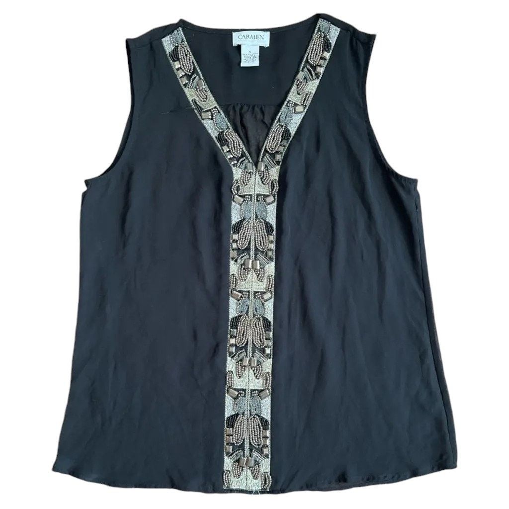 Other Carmen Marc Valvo Black Embellished Sleeveless Top, S Size S / US 4 / IT 40 - 1 Thumbnail