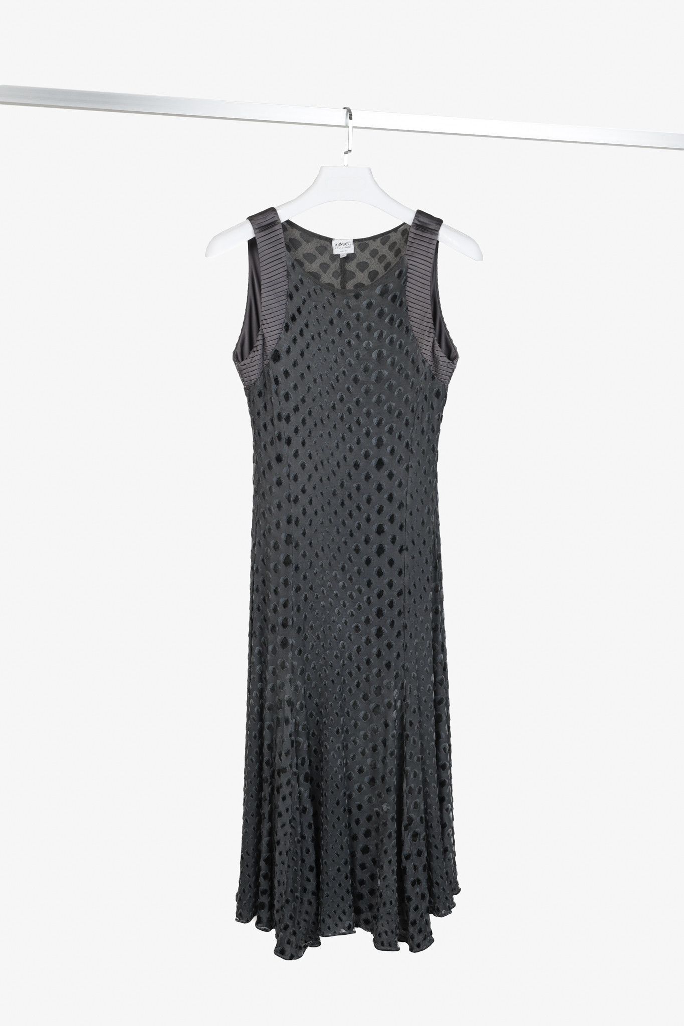 Armani Collezioni Grey Flocked Drops Dress