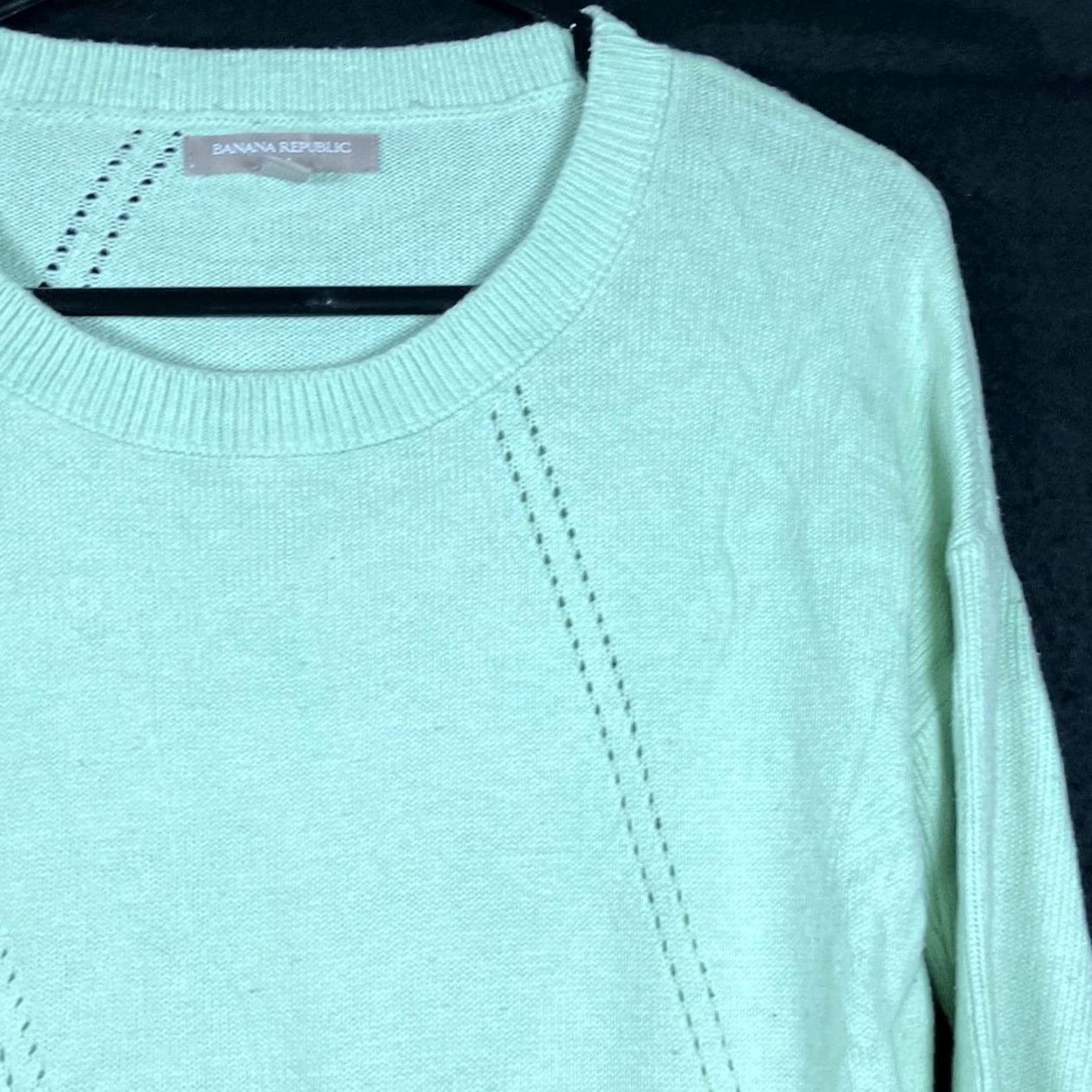Banana Republic Banana Republic Womens Sweater Mint Green Eyelet Accent Knit Pullover Medium Size M / US 6-8 / IT 42-44 - 5 Thumbnail
