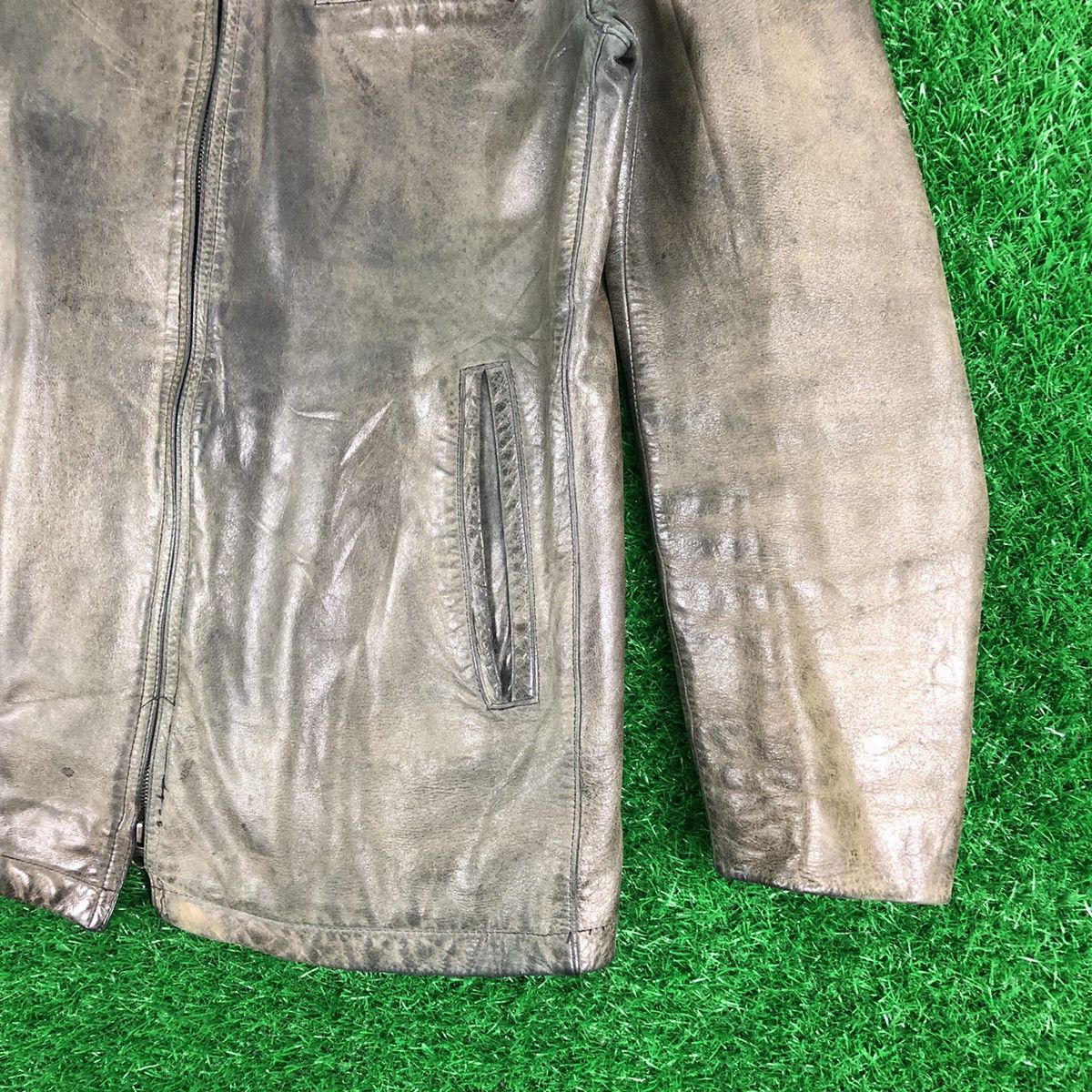 Japanese Brand Vintage 90's Leather Zipper Jacket by Jun Men Size US S / EU 44-46 / 1 - 3 Thumbnail