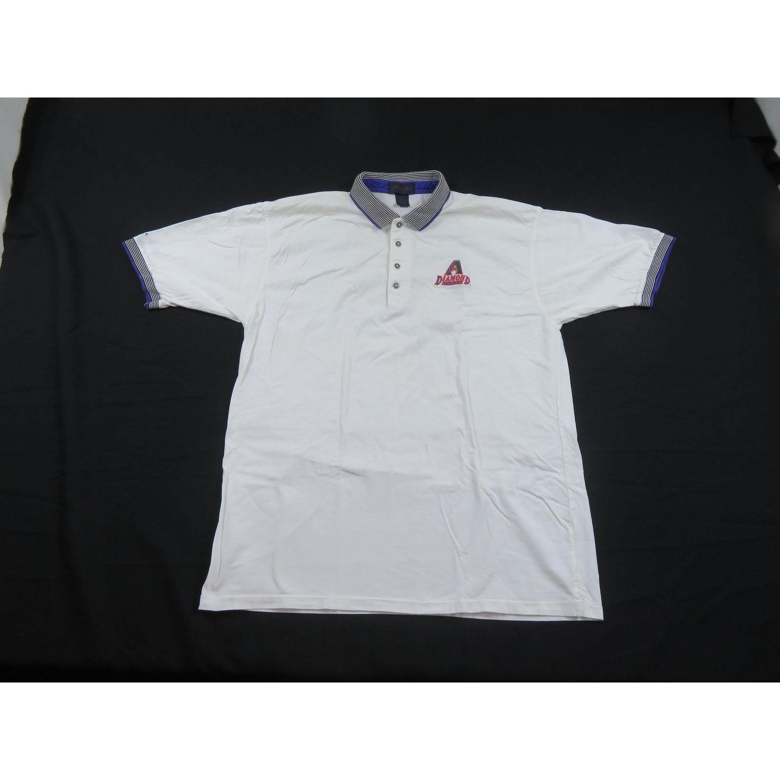 Antigua Diamondbacks Polo Shirt White Purple Teal Antigua XL 1990s Size US XL / EU 56 / 4 - 1 Thumbnail