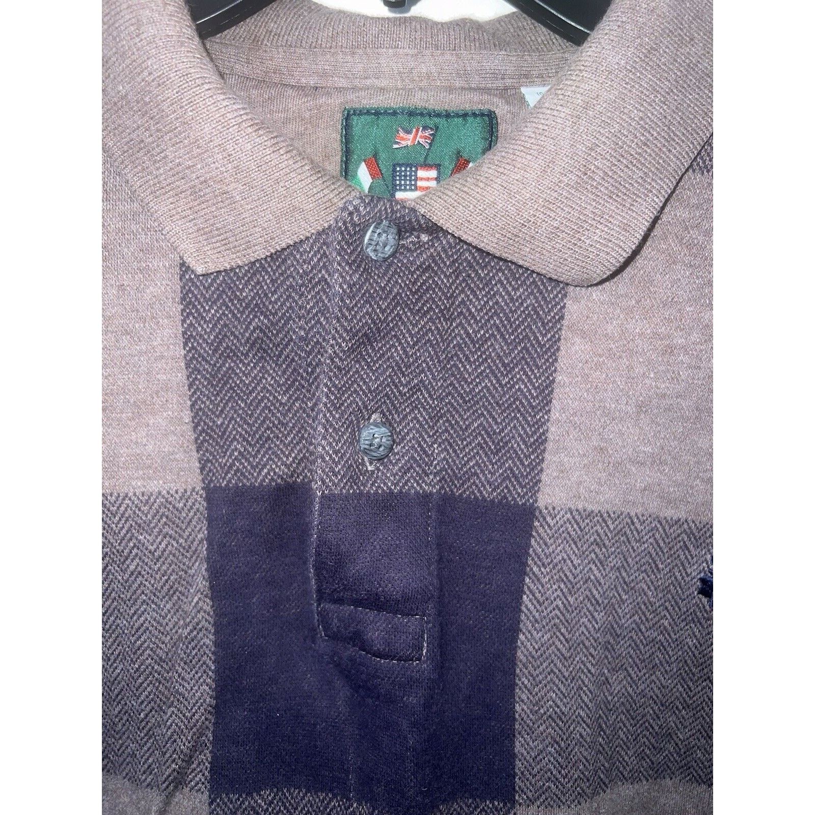 Izod Izod Sweater Polo Shirt Mens Large Beige Pullover Plaid Navy Size US L / EU 52-54 / 3 - 3 Thumbnail