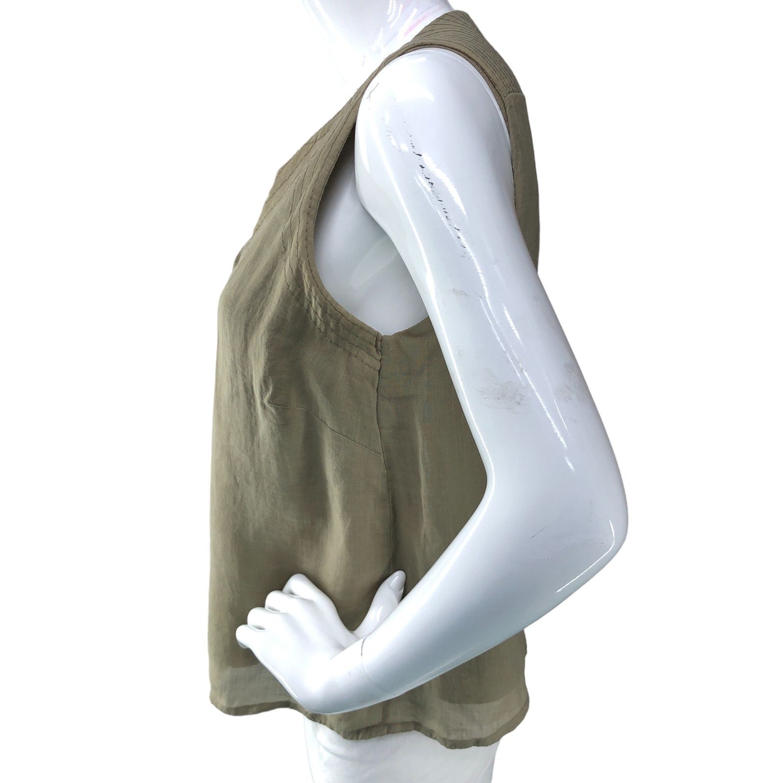 Adolfo Dominguez Adolfo Dominguez Size S Shell Tank Top Green Deep V Neck Size S / US 4 / IT 40 - 5 Thumbnail