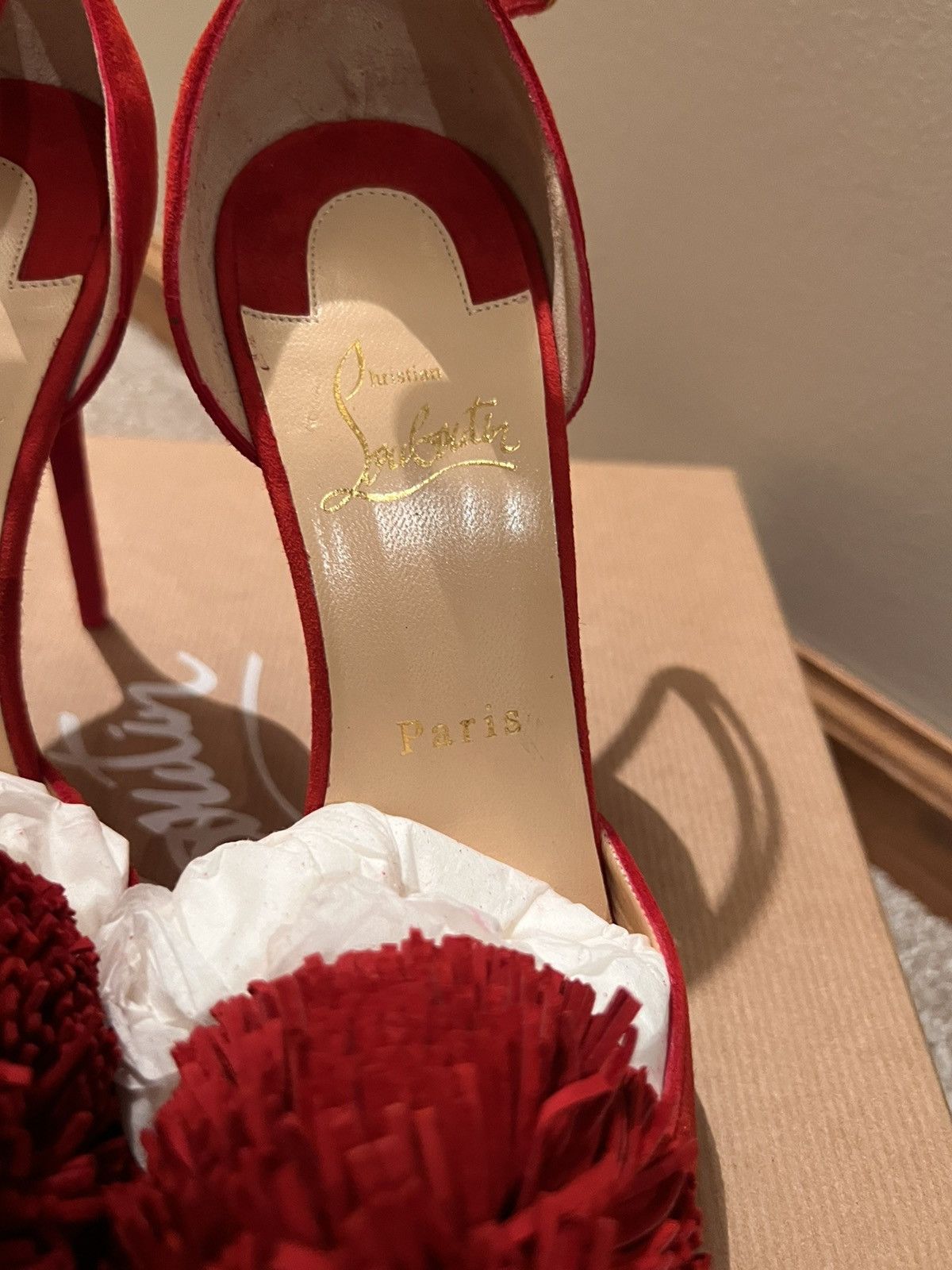 Christian Louboutin CHRISTIAN LOUBOUTIN Tsarou 100 red suede pom pom Size US 8.5 / IT 38.5 - 2 Thumbnail