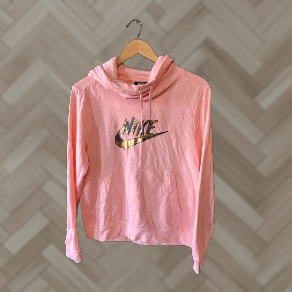 Nike Nike Sportswear Womens Funnel Neck Pullover Hoodie Size M Pink Pullover Hooded Activewear Womens Nike Sportswear Modern Fit? Size M / US 6-8 / IT 42-44 - 1 Thumbnail