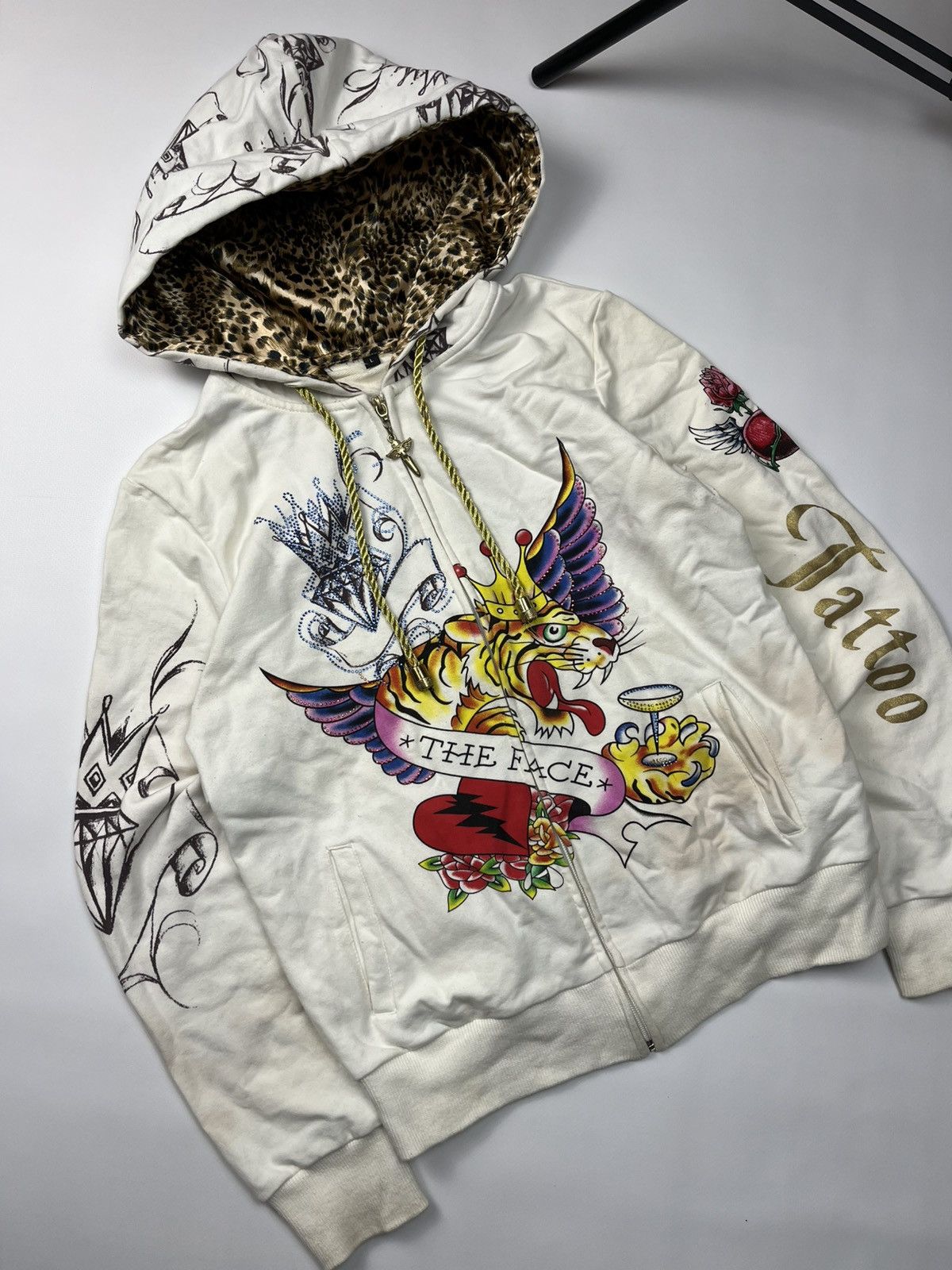 If Six Was Nine LGB IfSixWasNine Ed Hardy Style Leopard Fur Faux Zip Hoodie Size M / US 6-8 / IT 42-44 - 2 Thumbnail