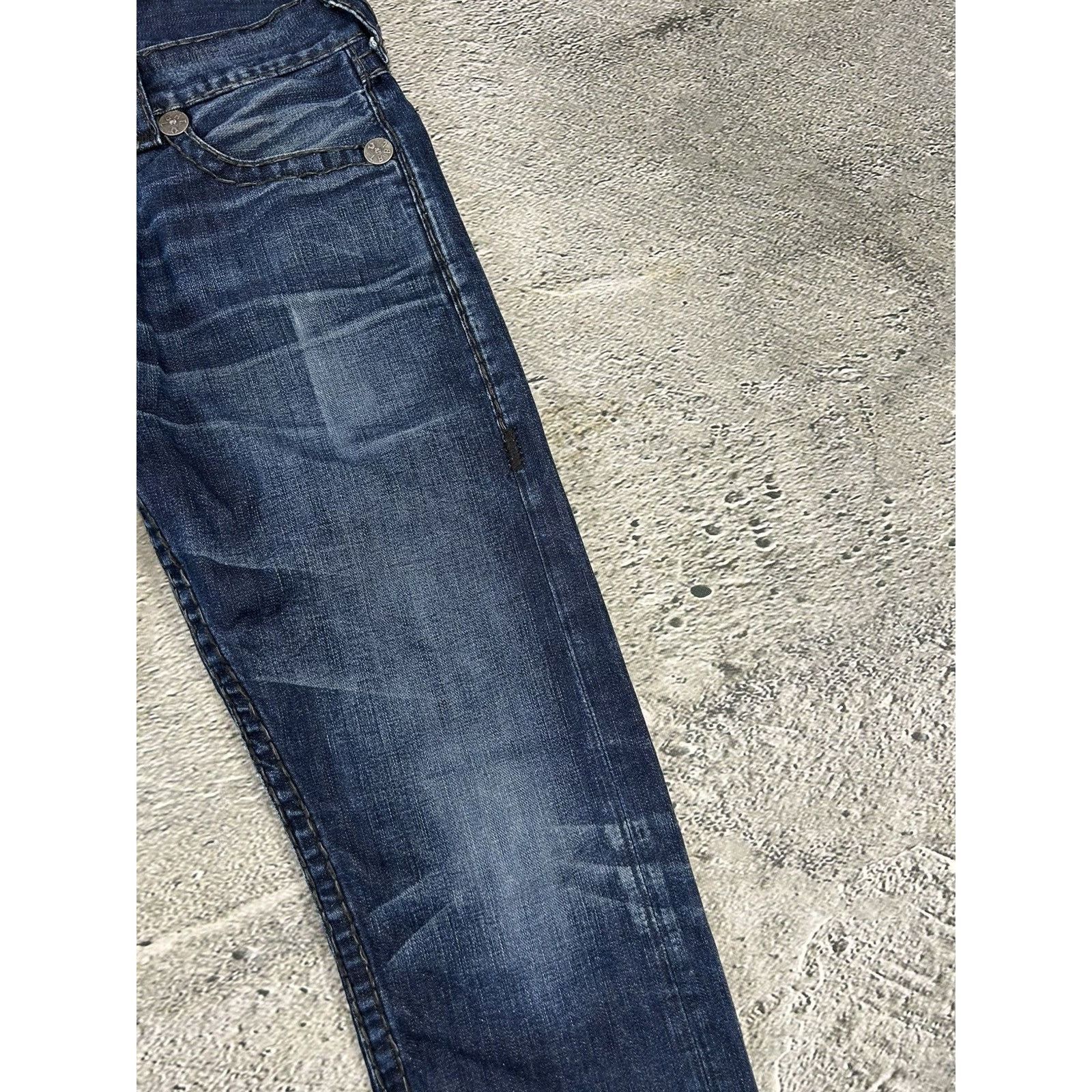 True Religion × Vintage True Religion navy jeans black thick stitching Jack Big QT Size US 32 / EU 48 - 8 Thumbnail