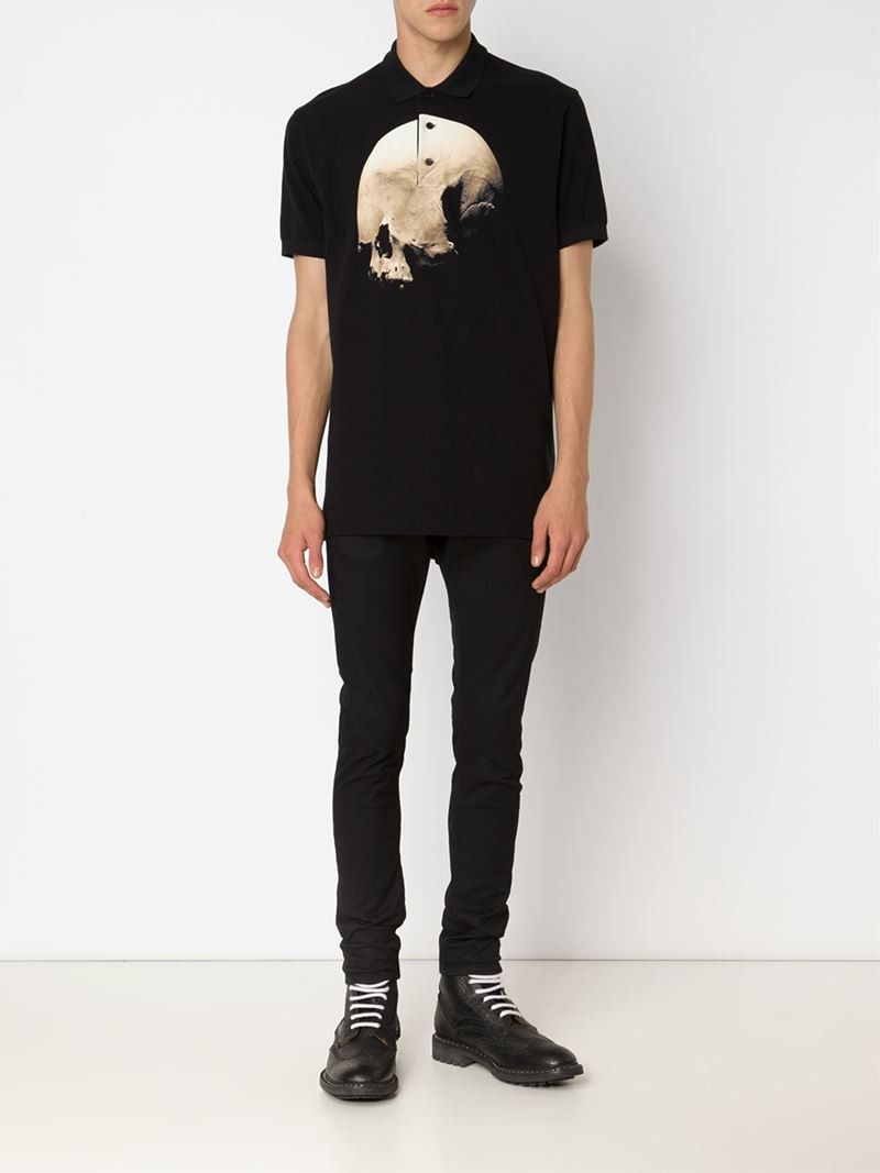 Givenchy Black Eyeless Skull Print Oversized Polo Size US M / EU 48-50 / 2 - 2 Thumbnail