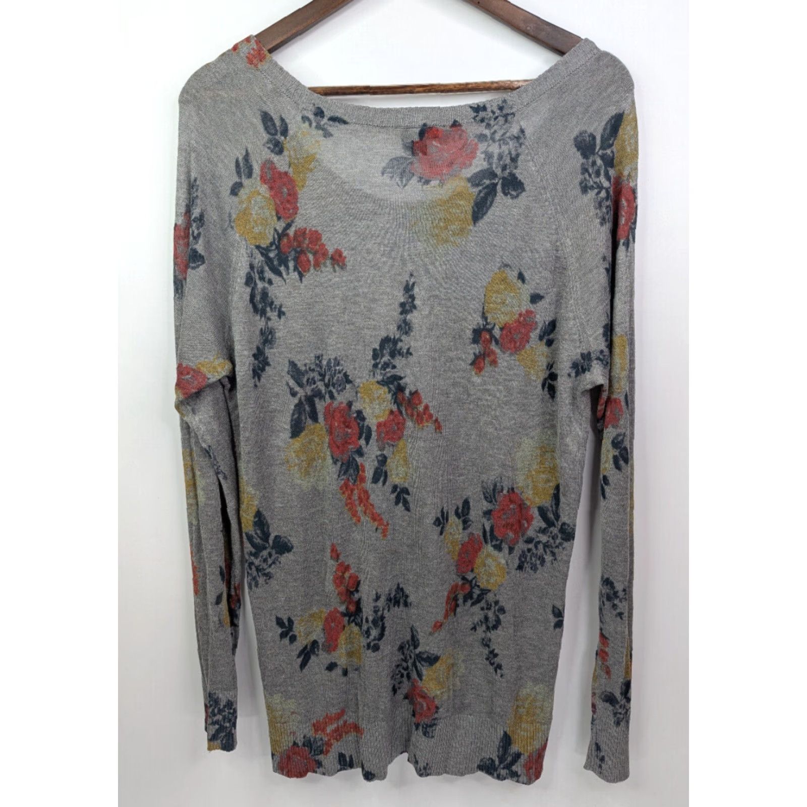 Torrid Torrid Gray Pullover Raglan Sweater Floral Women's 2 Lightweight Top 11424614 Size XXL / US 16-18 / IT 52-54 - 4 Thumbnail