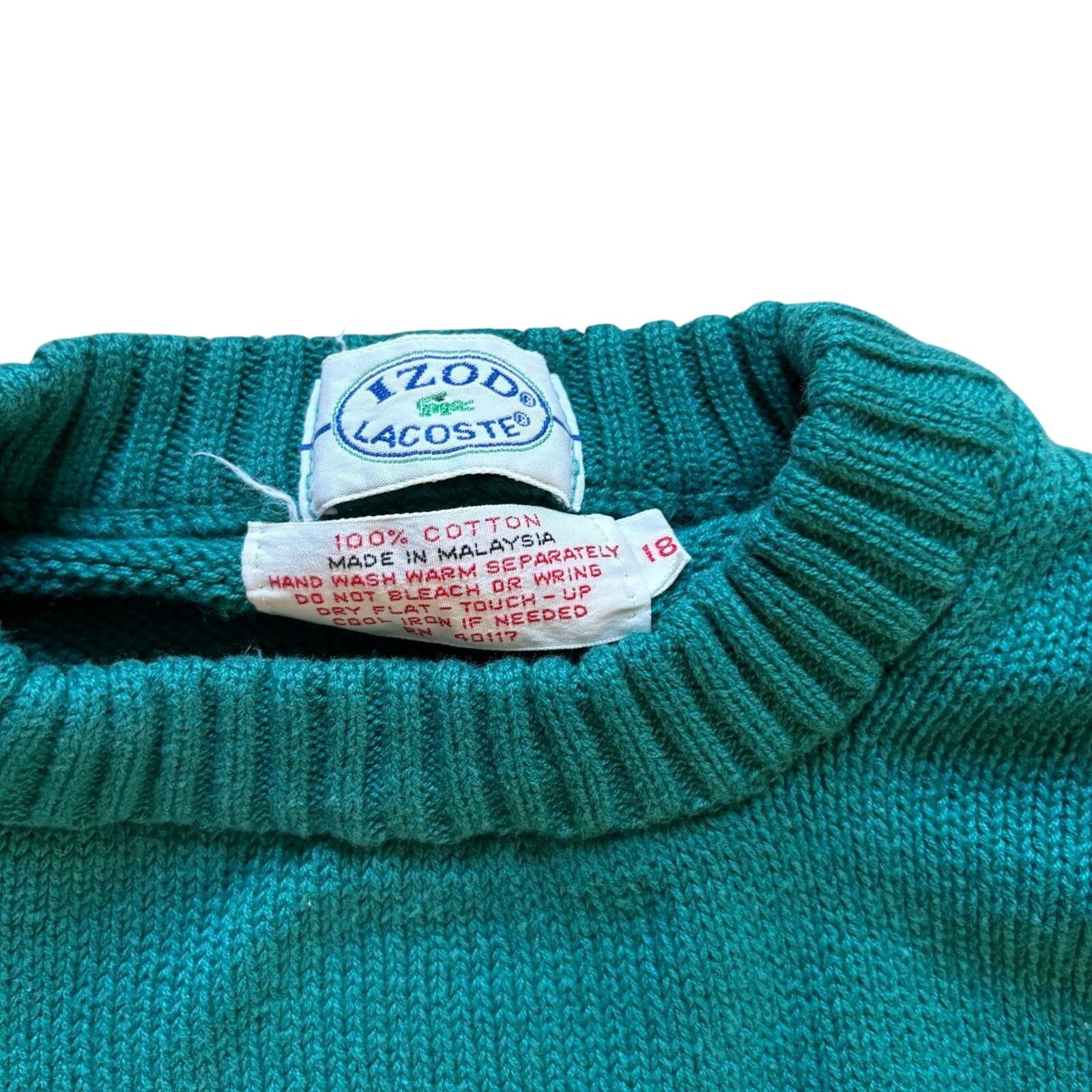 Lacoste vintage 80s Izod x Lacoste green knit sweater designer retro Size US S / EU 44-46 / 1 - 4 Thumbnail