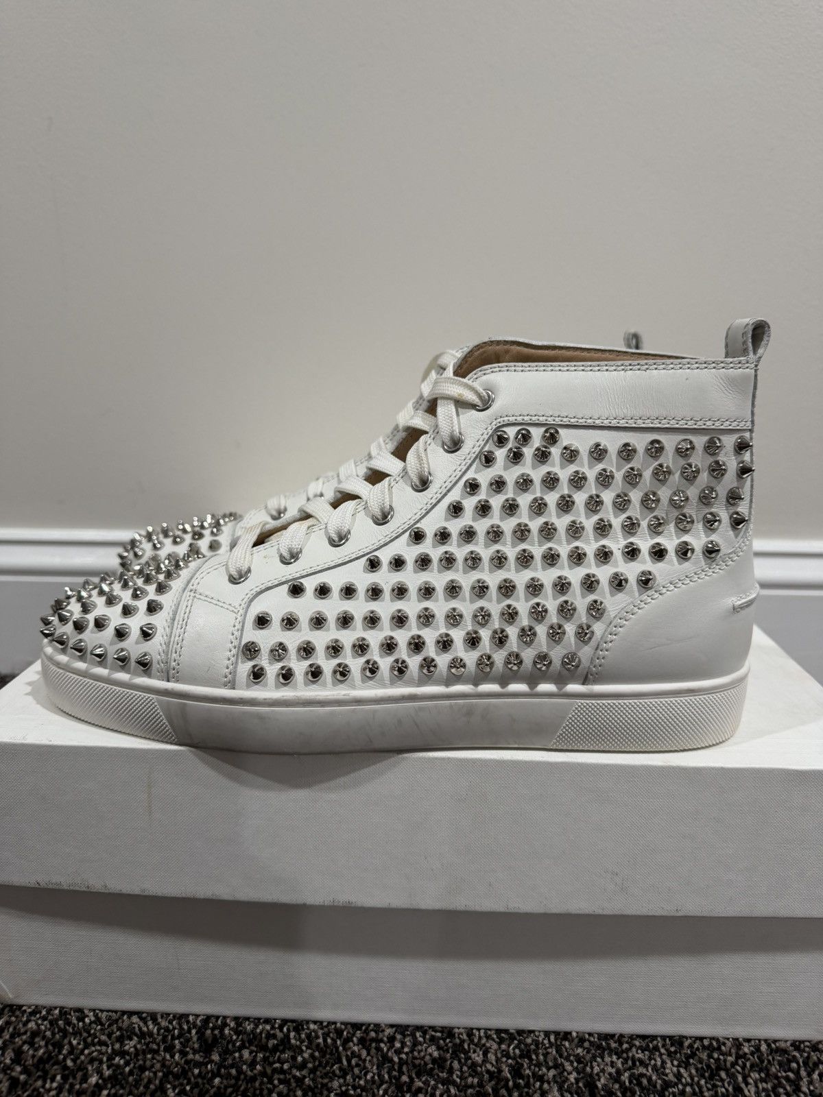 Christian Louboutin Christian Louboutin White High Stud Spike Accents Sneakers Size US 8.5 / EU 41-42 - 5 Thumbnail