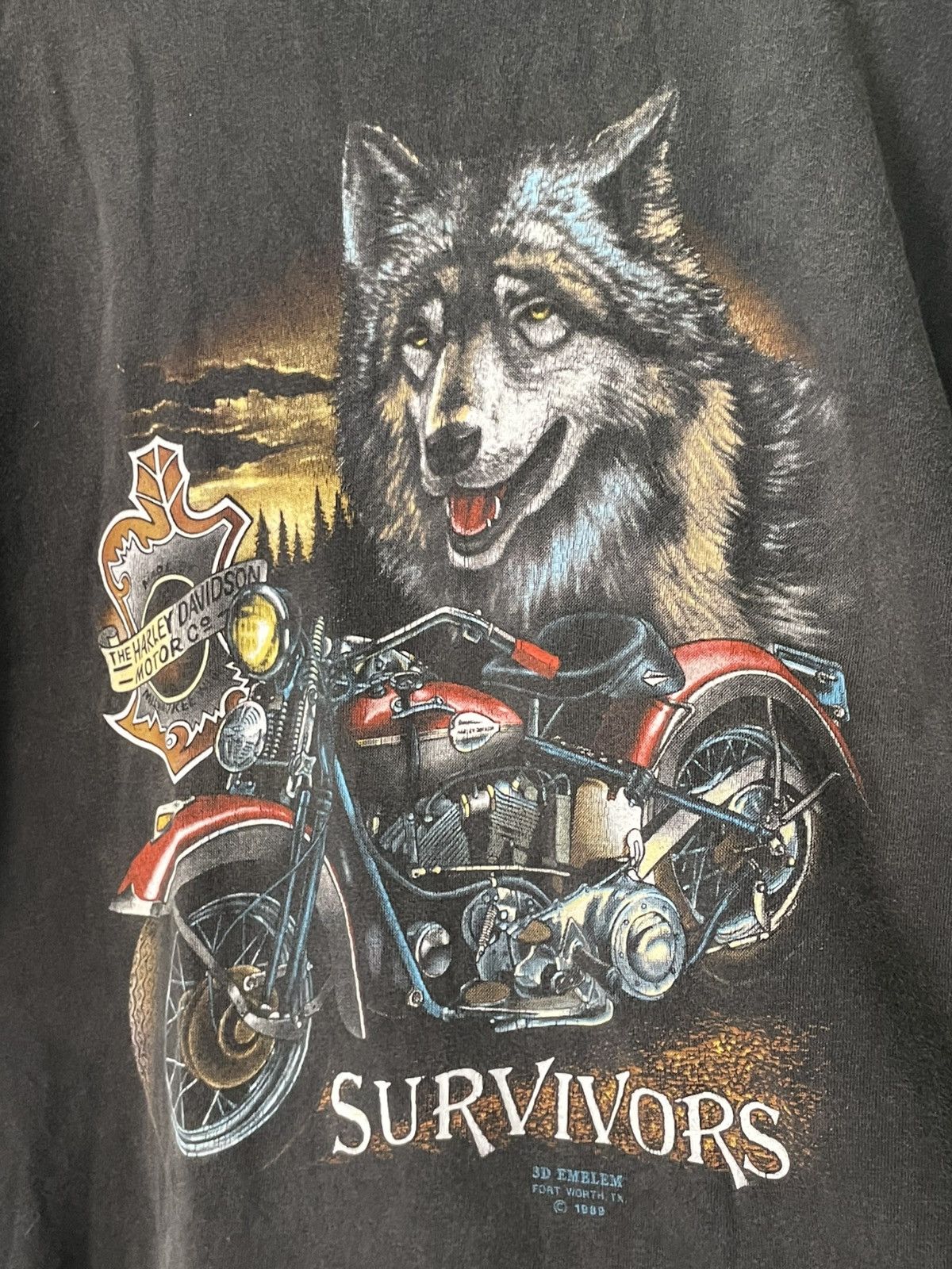 Harley Davidson × Neighborhood VTG Harley-Davidson 1991 3D Emblem Survivors Wolf T-ShirtUSA Size US L / EU 52-54 / 3 - 5 Thumbnail
