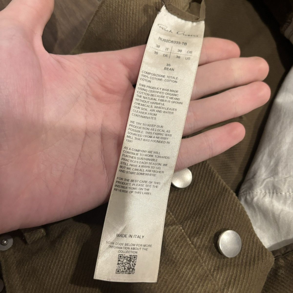 Rick Owens FW24 Porterville Corduroy Geth Cut Jeans - Bean - 30 Size US 30 / EU 46 - 7 Thumbnail