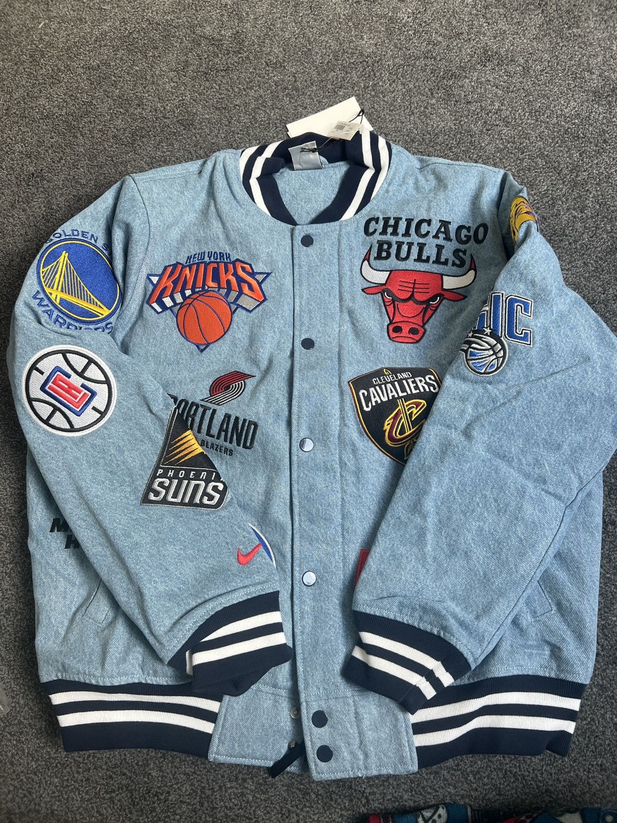 Supreme Nike Supreme NBA Denim Varsity Jacket Medium Brand New 