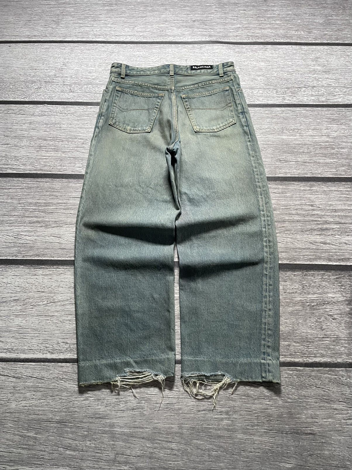 Balenciaga Wide Leg Washed Japanese Baggy Distressed Jeans