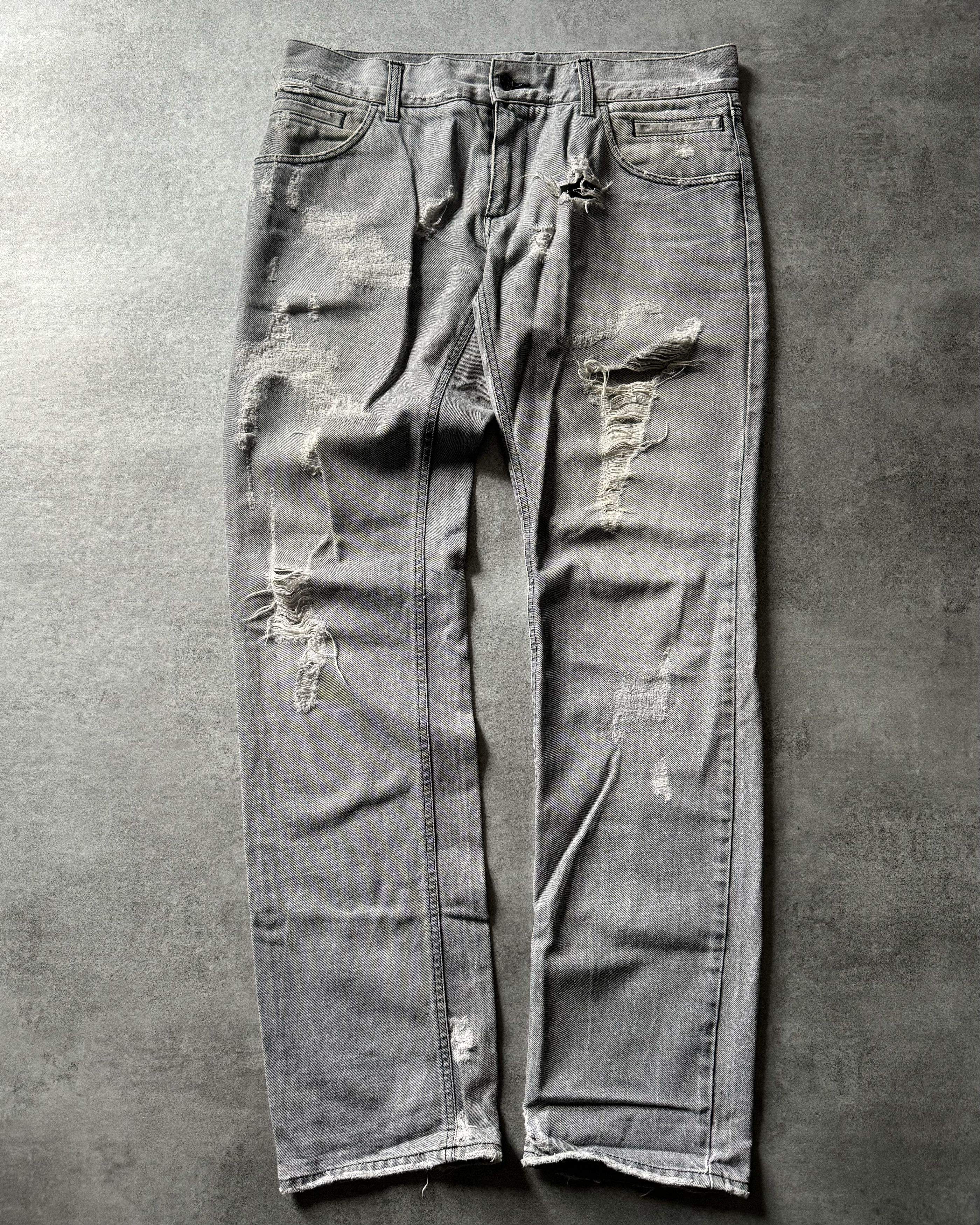 image of Archival Clothing x Dolce Gabbana 2000S Dolce & Gabbana Distressed Relaxed Grey Denim Jeans (Size 3