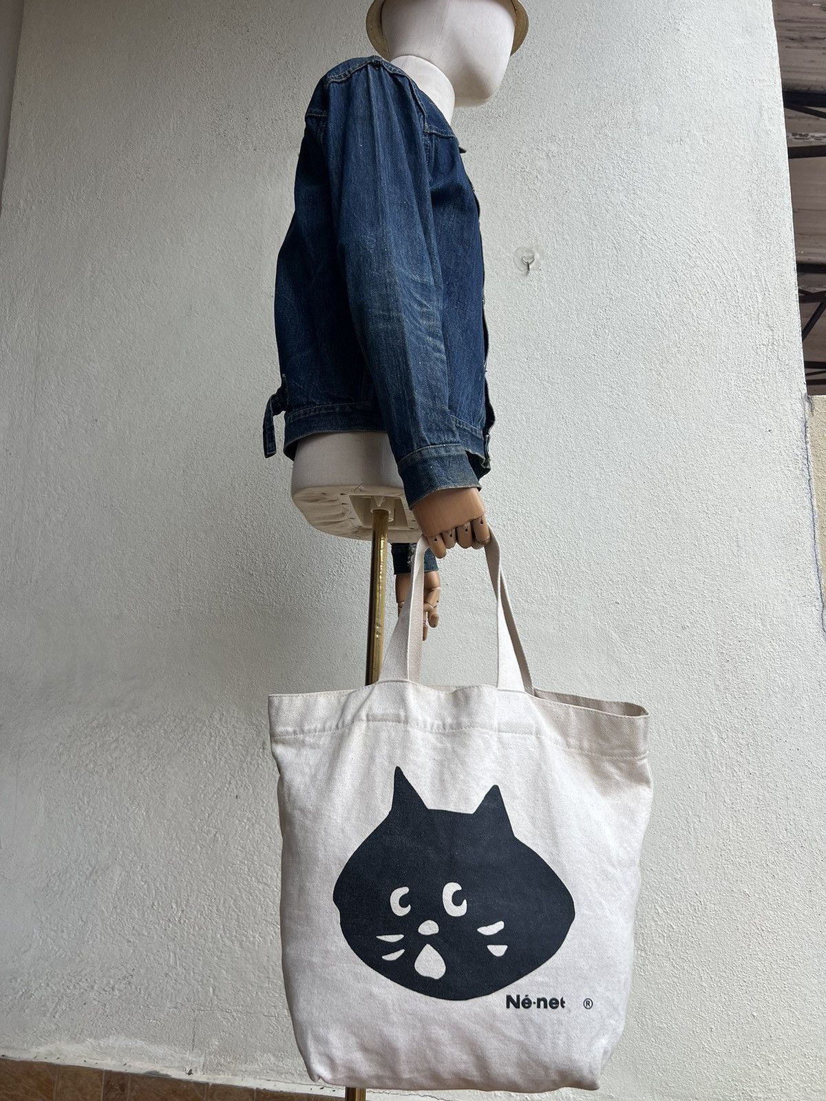 Issey Miyake Ne-net Iconic Cat Logo Canvas Cotton tote Bag Size ONE SIZE - 24 Thumbnail