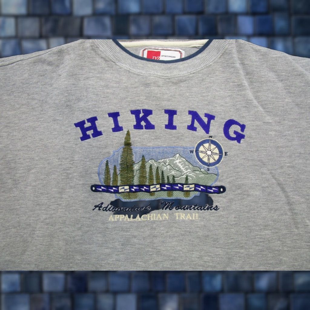 Vintage VTG Hiking the Appalachian Trail Adirondack Mountains Sweatshirt Mens 2XL Gray Hooded Pullover Sweatshirt Size US XXL / EU 58 / 5 - 1 Thumbnail