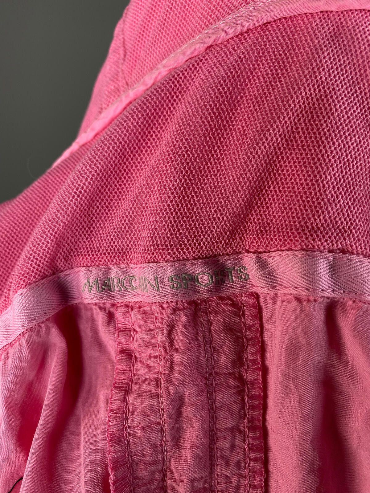 Designer Marc Cain Pink Nylon Geometric Full Zip Hooded Jacket Size 2 Size XS / US 0-2 / IT 36-38 - 10 Thumbnail