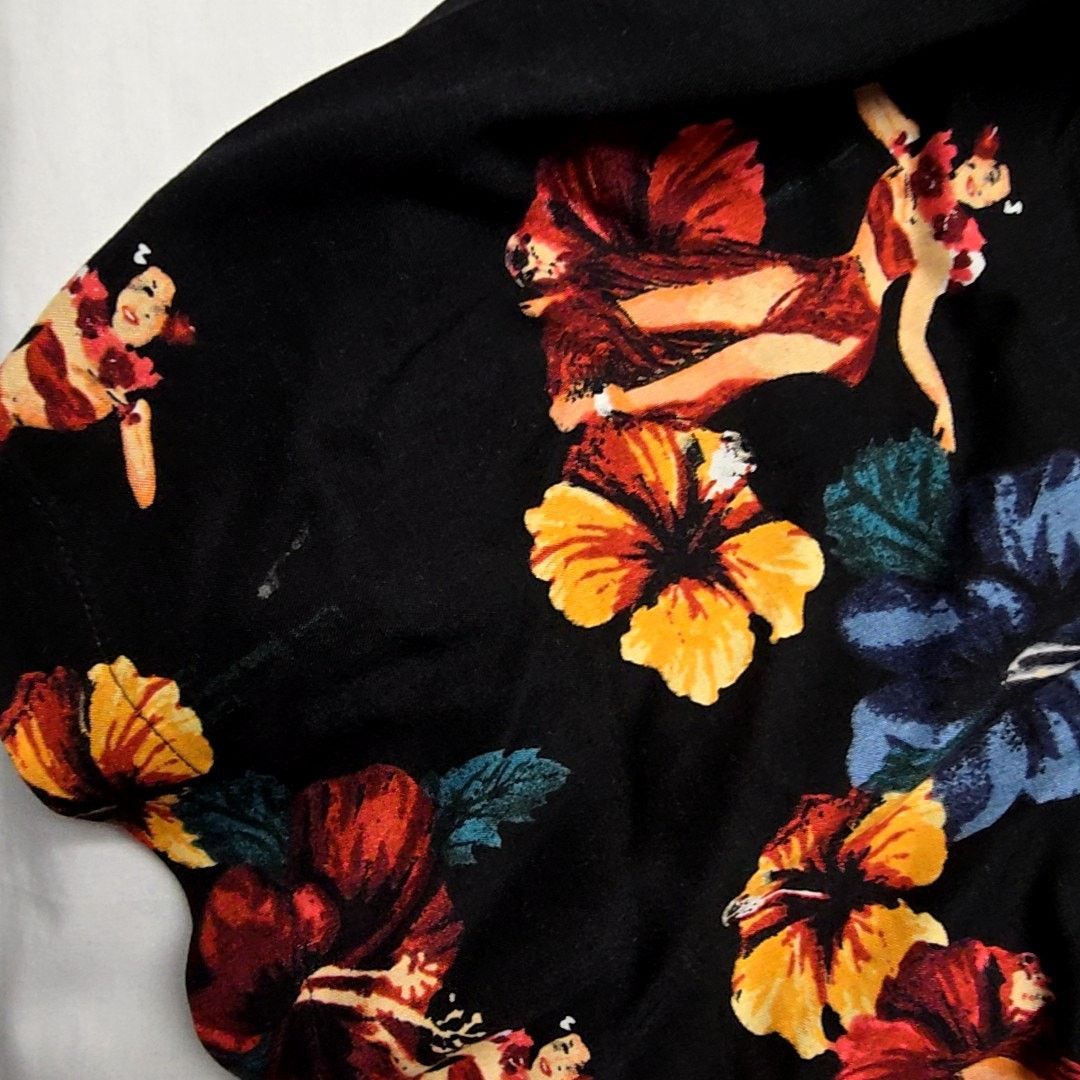 Other Knightsbridge Hawaiian Shirt Hula Girl Floral Black 2X Shirt Size US XXL / EU 58 / 5 - 7 Thumbnail