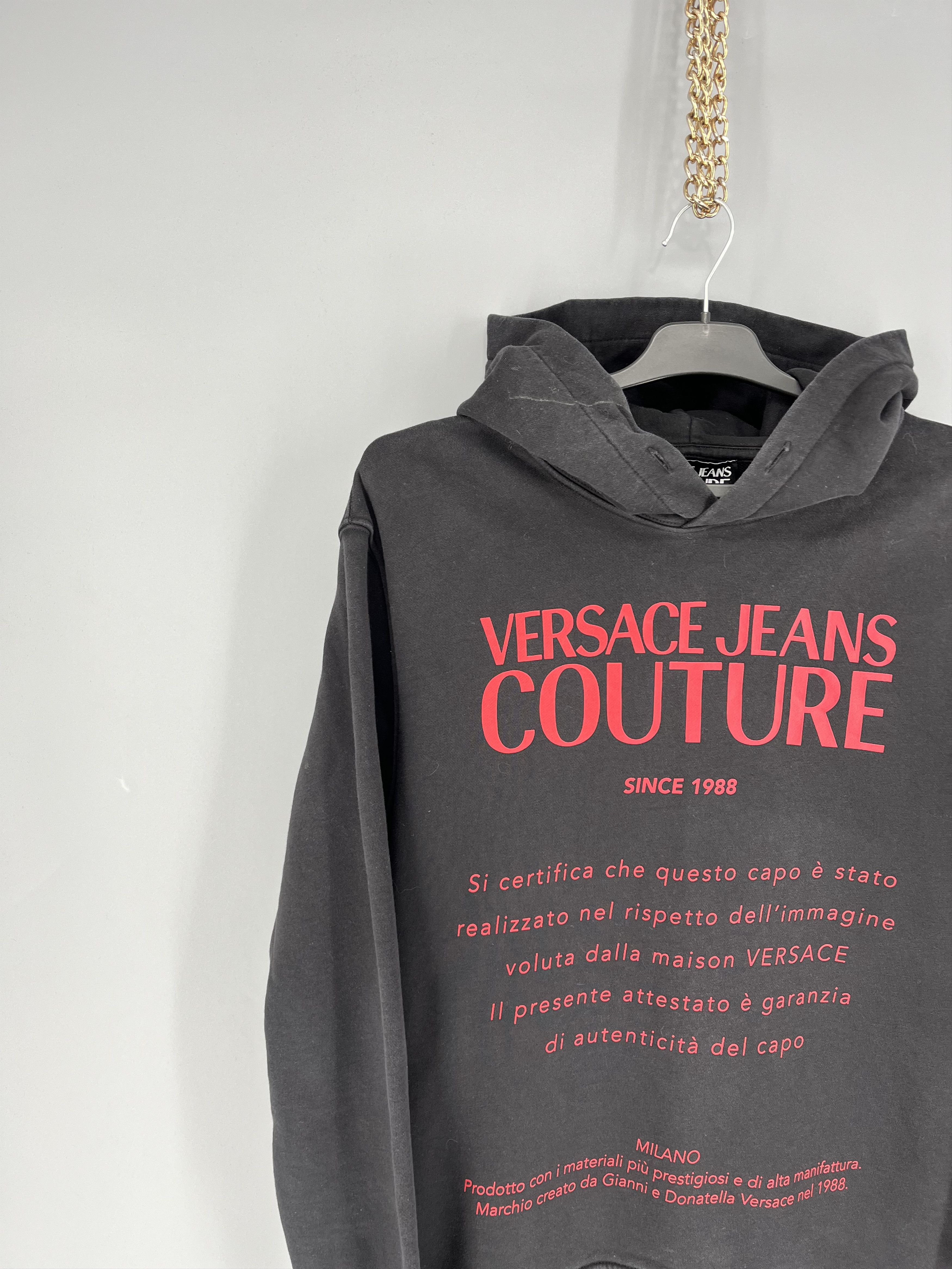 Versace Jeans Couture Versace Jeans Couture Men's Black Red Logo Hooded Sweatshirt Size US S / EU 44-46 / 1 - 4 Thumbnail