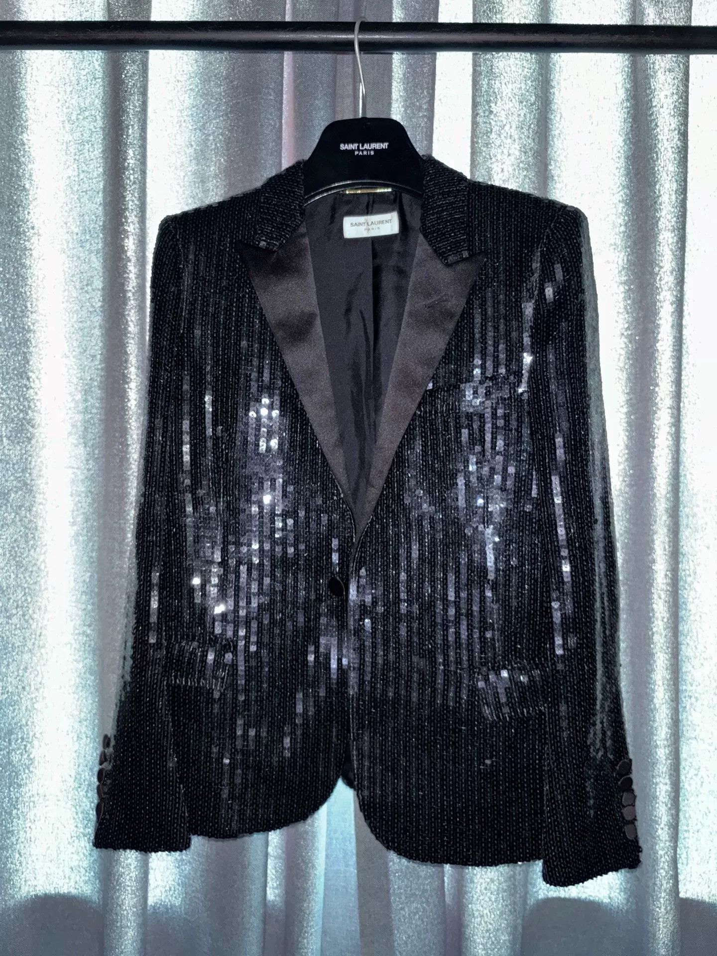 Saint Laurent Paris Saint Laurent Black Sequin Smoking Jacket Size M / US 6-8 / IT 42-44 - 1 Thumbnail