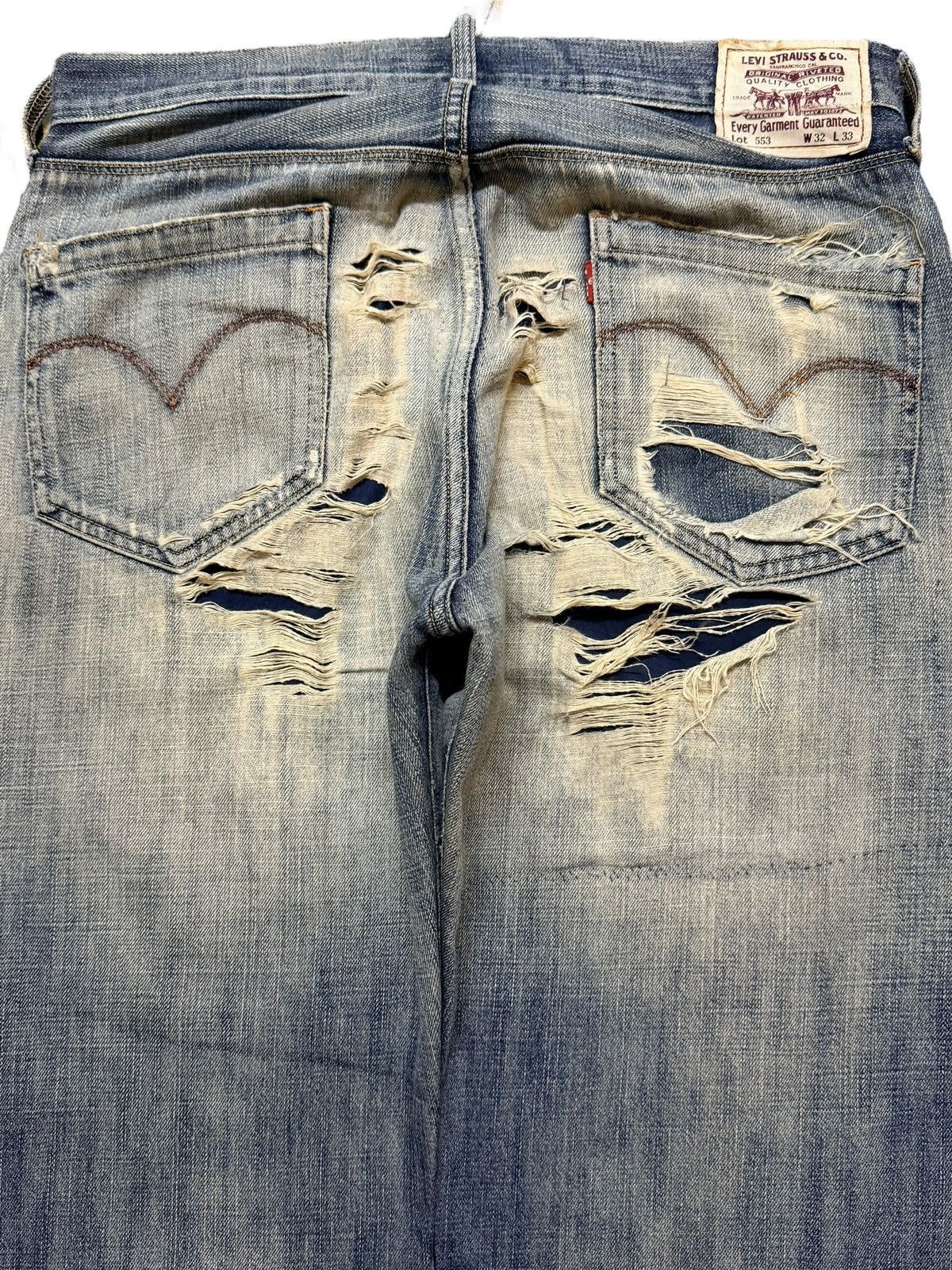 Levi's Vintage 90s Levis 553 Faded Wash Distressed Destroyed Baggy Size US 33 - 5 Thumbnail