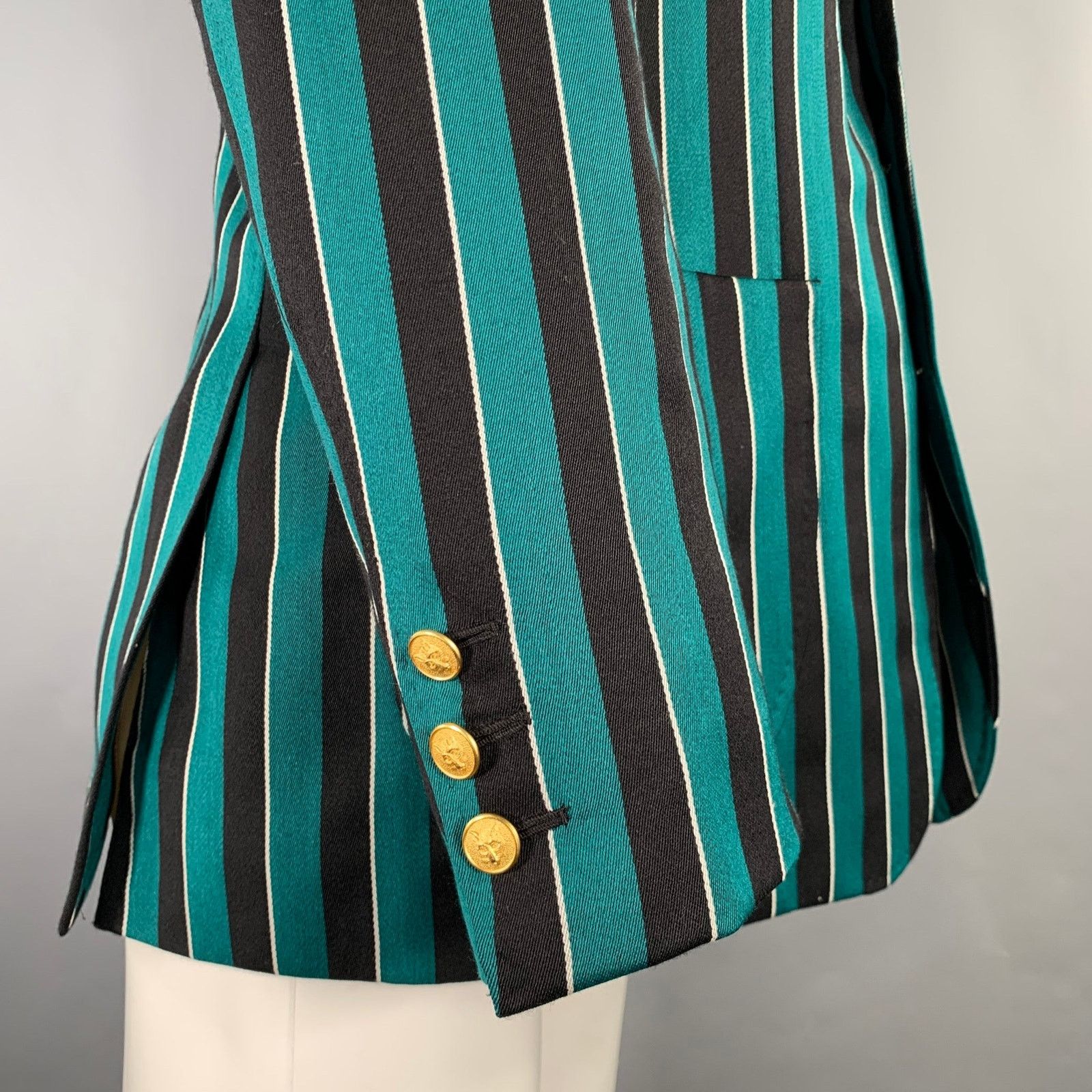 Other F.E. CASTLEBERRY 38 Green Navy Stripe Wool Blend Sport Coat Size 38R - 5 Thumbnail