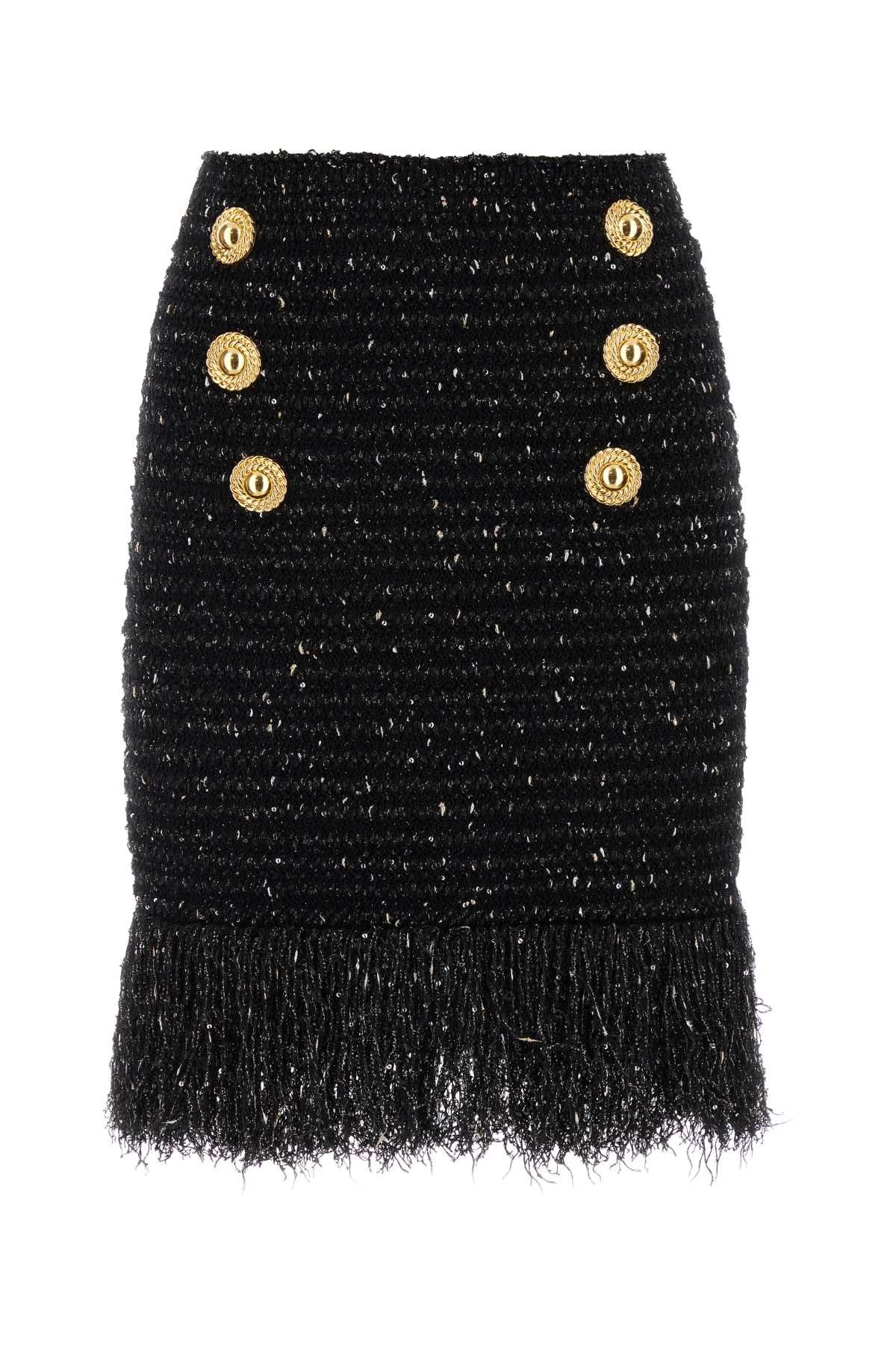 image of Balmain Black Tweed Skirt, Women's (Size 27)