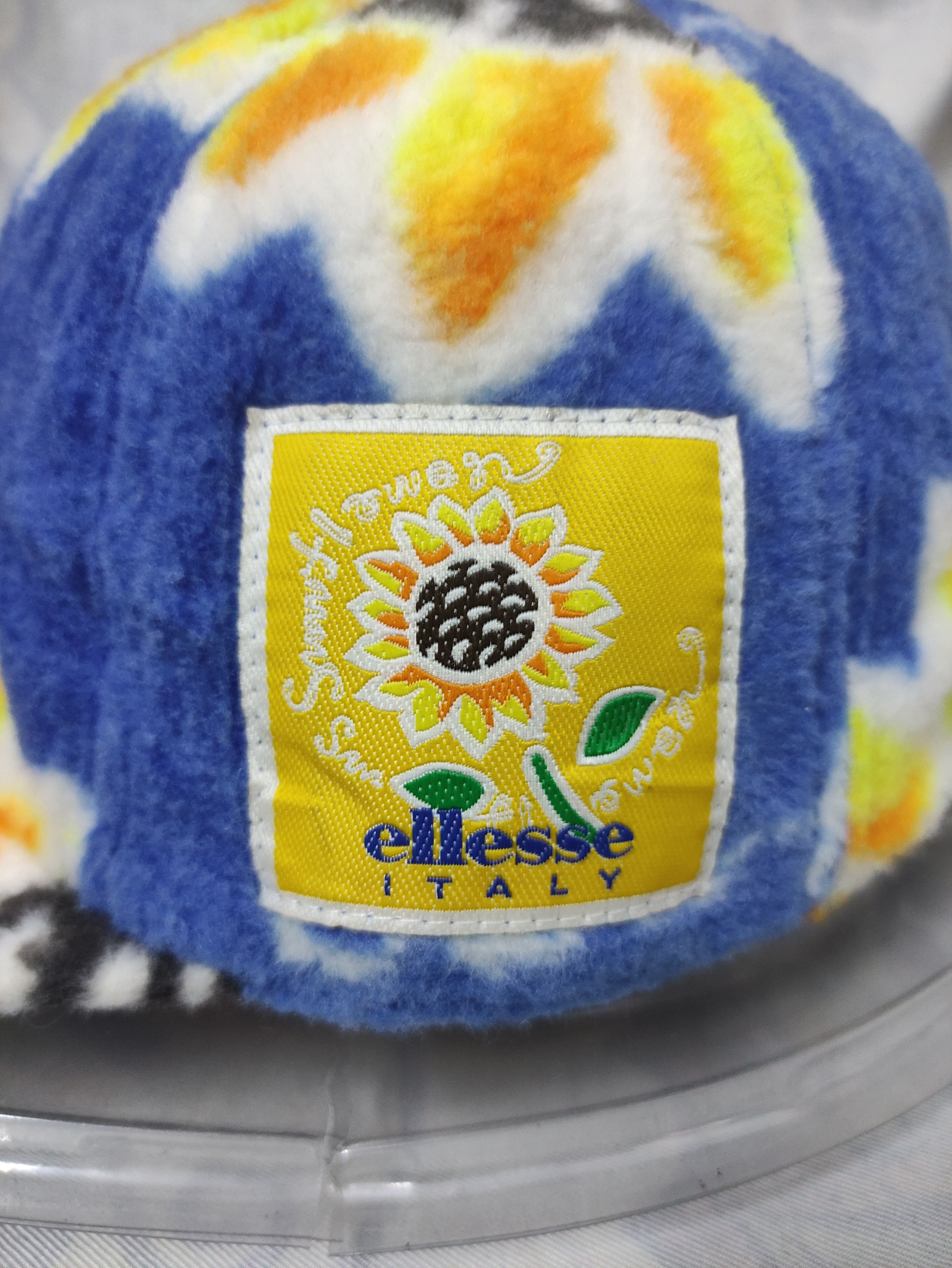Ellesse × Vintage ELLESSE ITALY WINTER FLEECE CAP FULL PRINT SUNFLOWER Size ONE SIZE - 3 Thumbnail