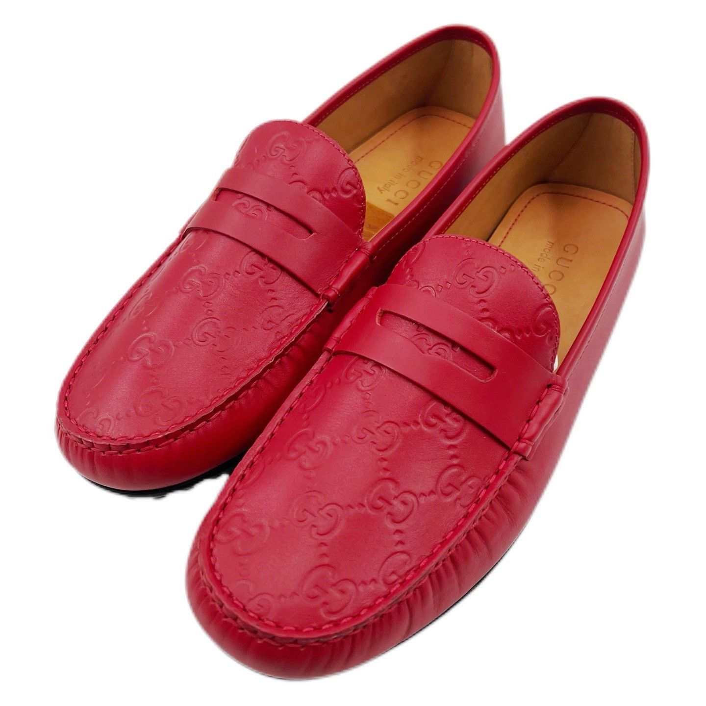 Gucci Gucci Red Double G Leather Flat Loafers Size US 9.5 / EU 42-43 - 1 Thumbnail