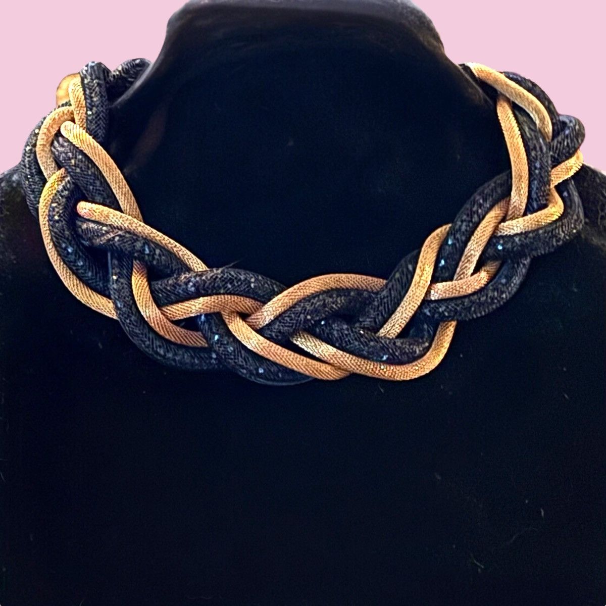 Other Chunky black and gold mesh tube braided necklace Size ONE SIZE - 1 Thumbnail