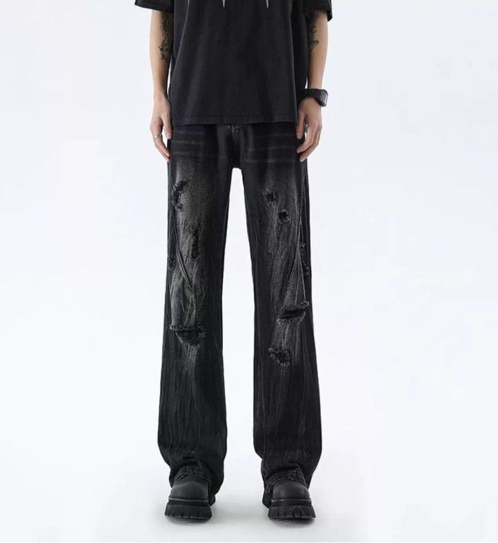 Japanese Brand Men's American washed distressed bootcut ripped jeans Size US 32 / EU 48 - 1 Thumbnail