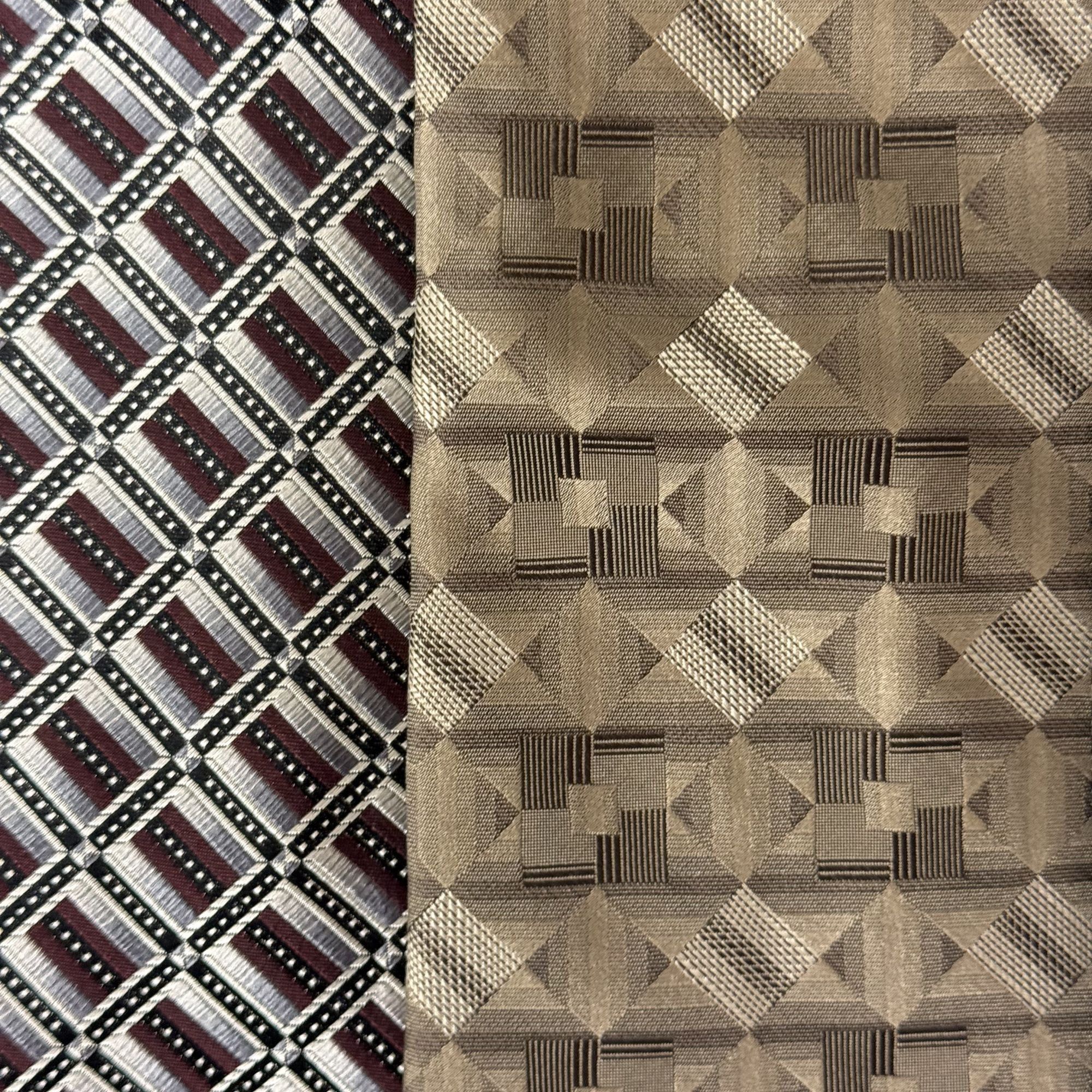 Roundtree & Yorke 7 pc DESIGNER Metallic GEOMETRIC Woven Silk Necktie Lot Size ONE SIZE - 6 Thumbnail